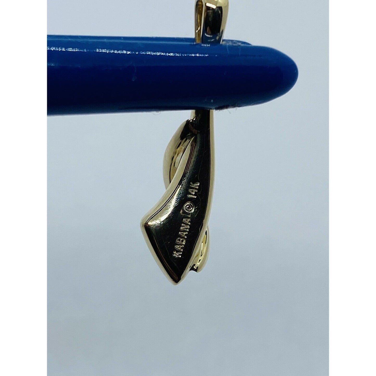 Kabana 14K Yellow Gold Mother Of Pearl Inlay Diamond Ribbon Slide Pendant 27MM