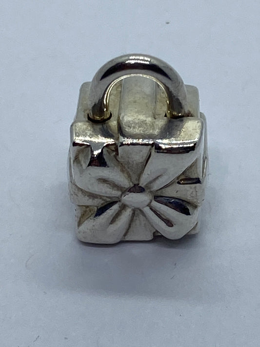 Tiffany & Co Silver Signature Gift Box Padlock Charm Pendant  OPENS