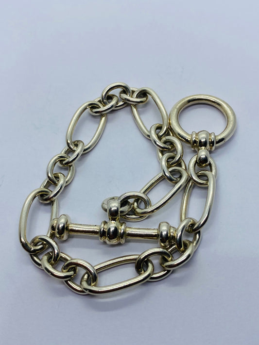 Tiffany & Co. Picasso 925 Silver 7.75” Groove Link Toggle Bracelet Pouch