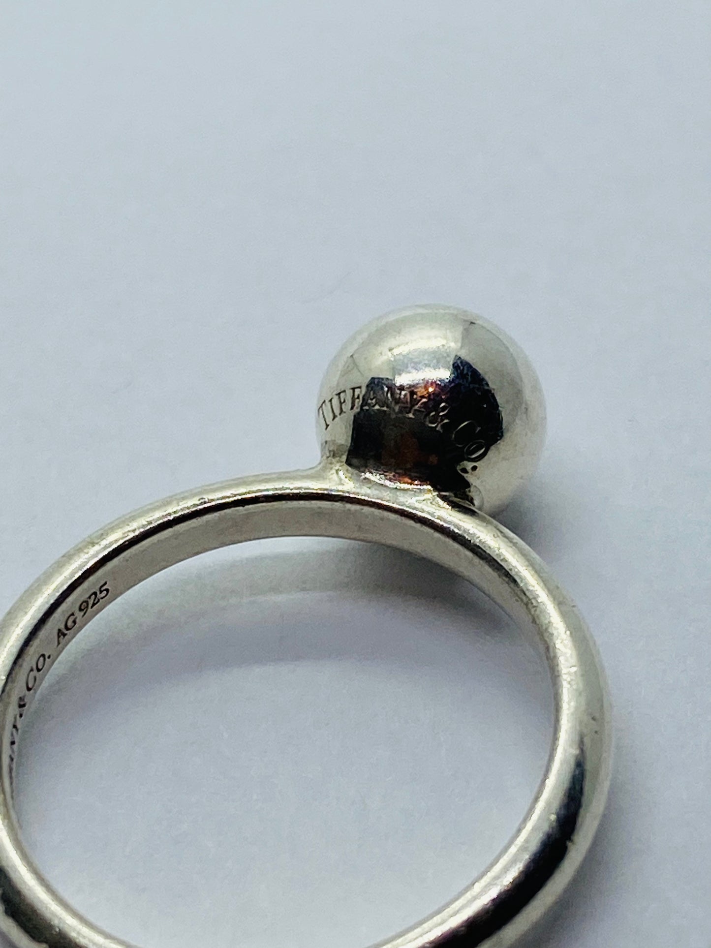 Tiffany Co Sterling Silver 8mm HardWear Hardware Round Ball Ring Size 5.75