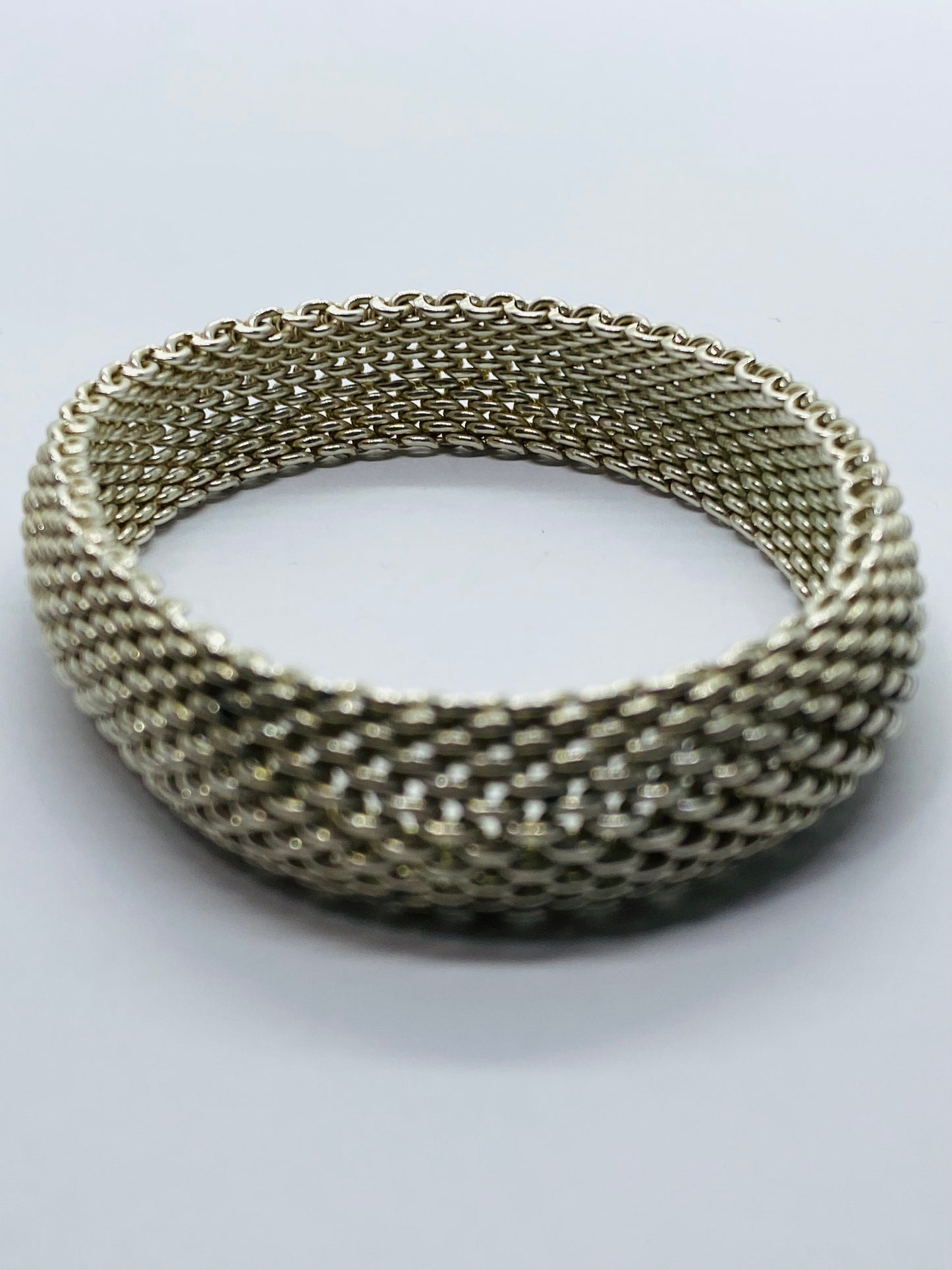 Tiffany & Co. 7.75” Somerset Mesh 15MM Wide Bracelet in Sterling Silver