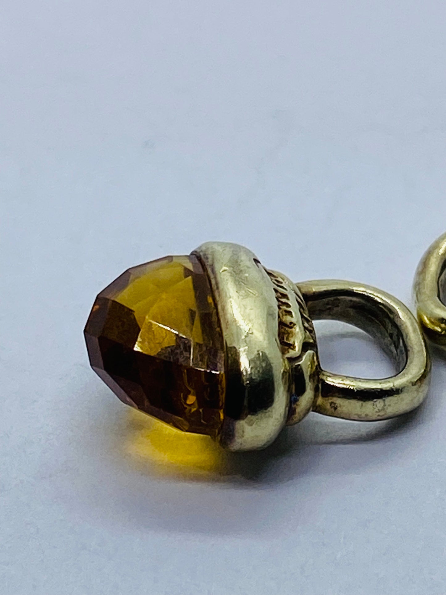 David Yurman 925 Sterling Silver & 14k Gold Citrine Acorn Earrings