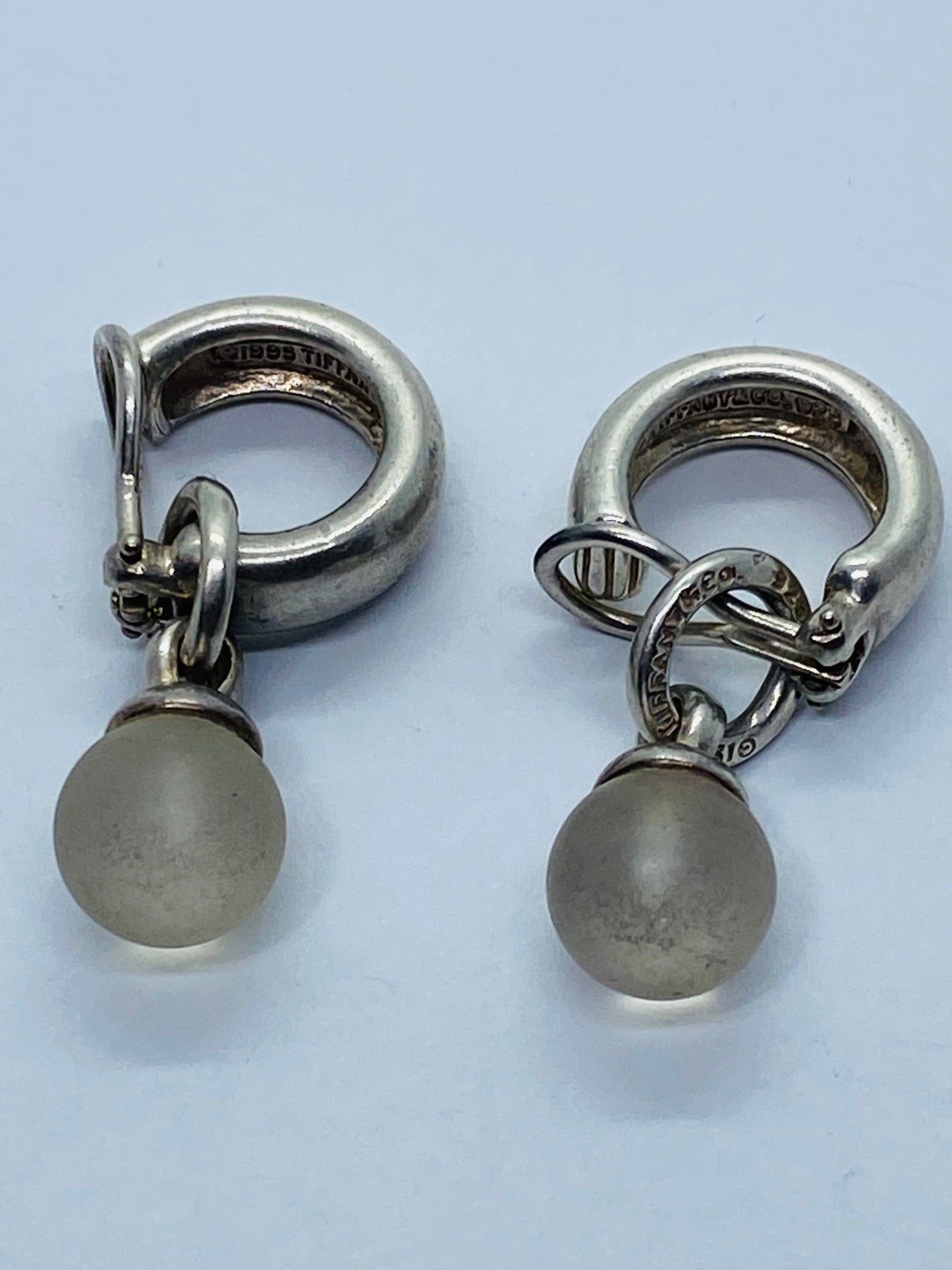 TIFFANY & CO. 925 Sterling Silver Rock Crystal Quartz Fascination Earrings