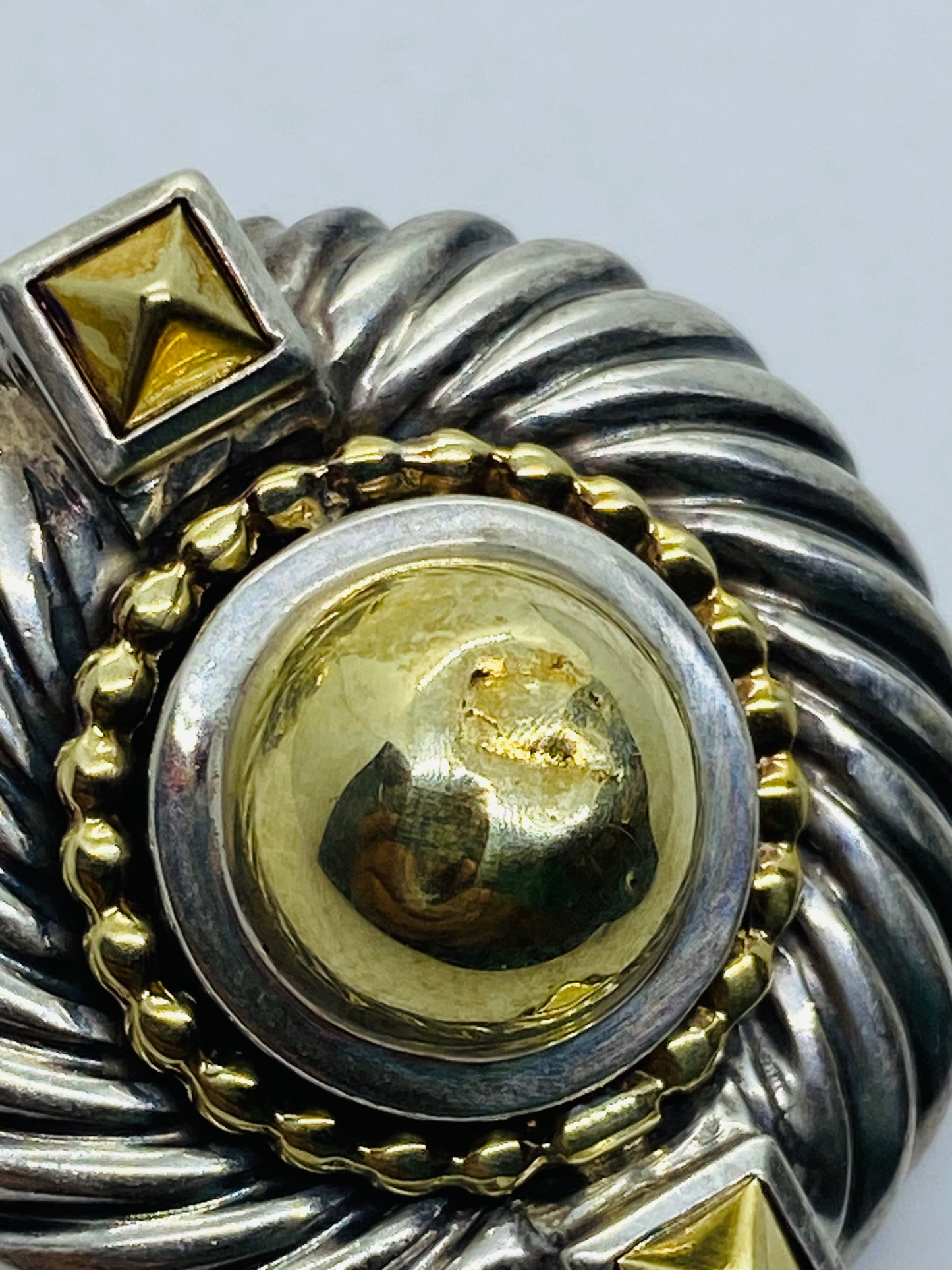 X-LARGE David Yurman RENAISSANCE CABLE Sterling Silver 14K Gold Clip-On Earrings