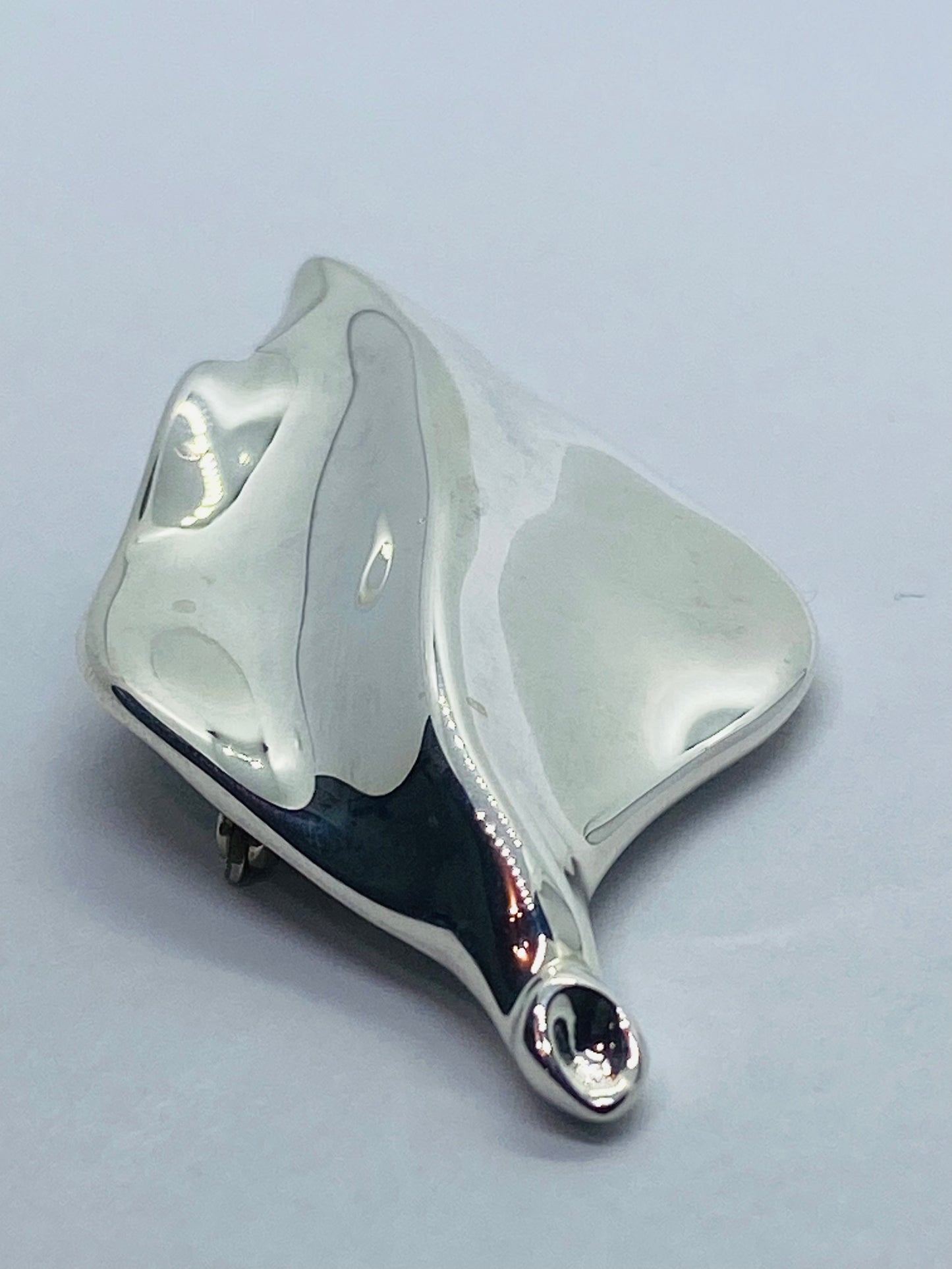 TIFFANY & CO VINTAGE STERLING SILVER 925 LEAF BROOCH PIN 55x28MM MINT!