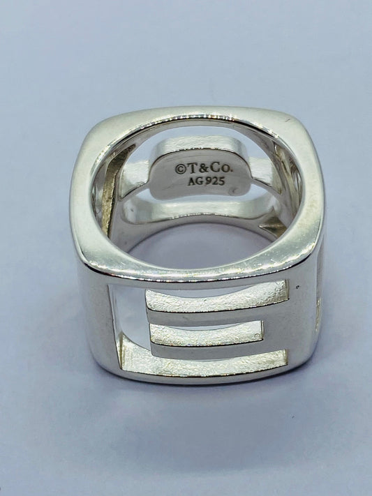 TIFFANY & CO DONALD CLAFLIN ERA STENCIL LOVE RING 925 STERLING SILVER 5.75 POUCH
