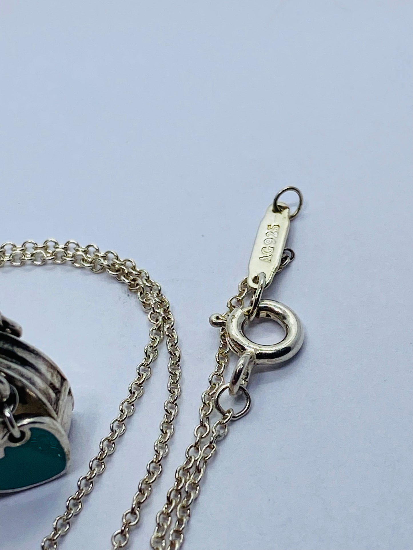 Tiffany & Co. Sterling Silver Handbag and Enamel Heart Italy  Pendant Necklace