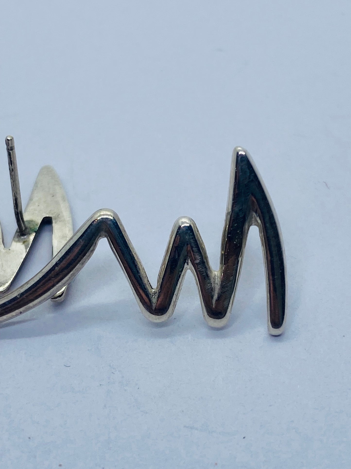 1985 Tiffany & Co Paloma Picasso Zig Zag Sterling Silver Earring No Backs