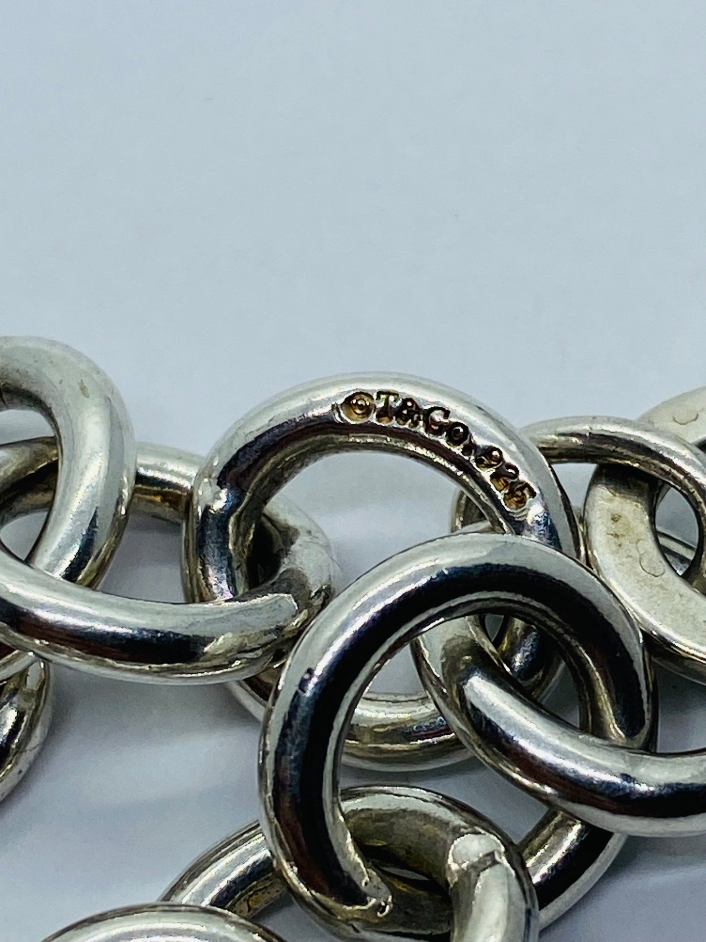 Tiffany & Co 925 Sterling Silver Round Clasping End 7.25" Bracelet  Enamel RTT