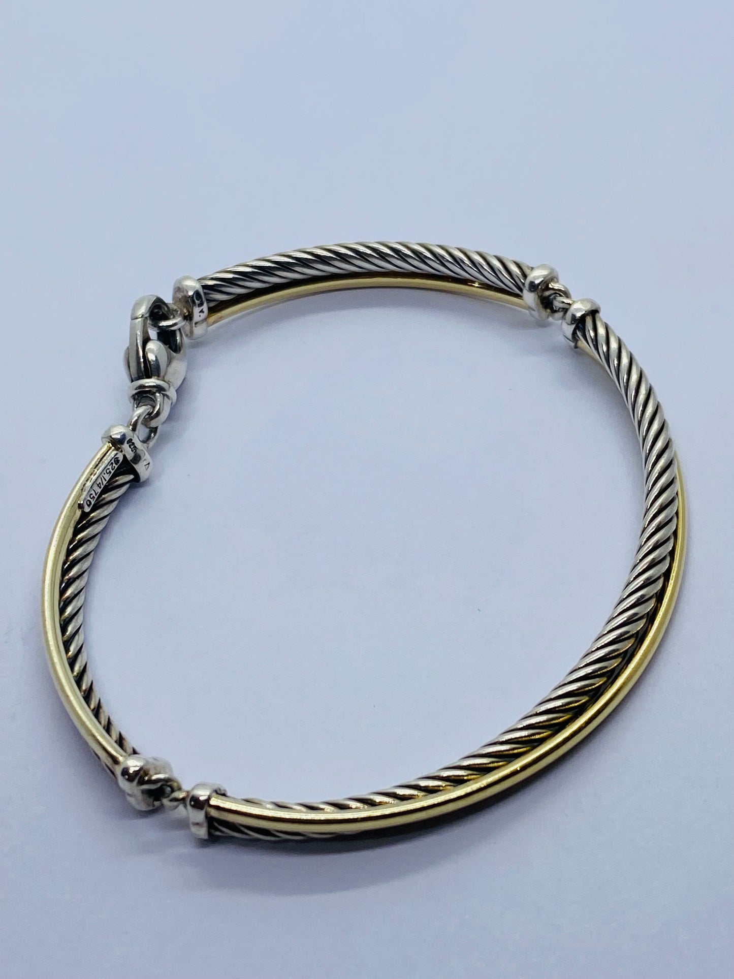 DAVID YURMAN 4mm Linked Crossover Bracelet Silver 925 18k Gold SZ 6.25”