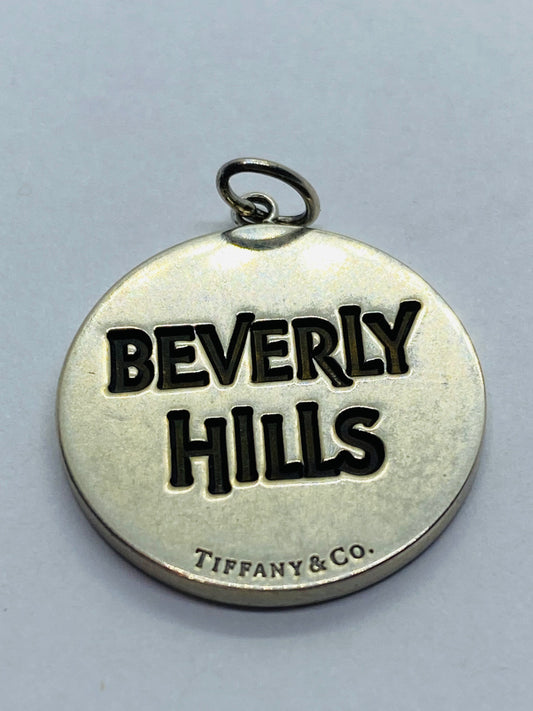 Tiffany & Co. Beverly Hills Round Silver Charm or Pendant- With Pouch
