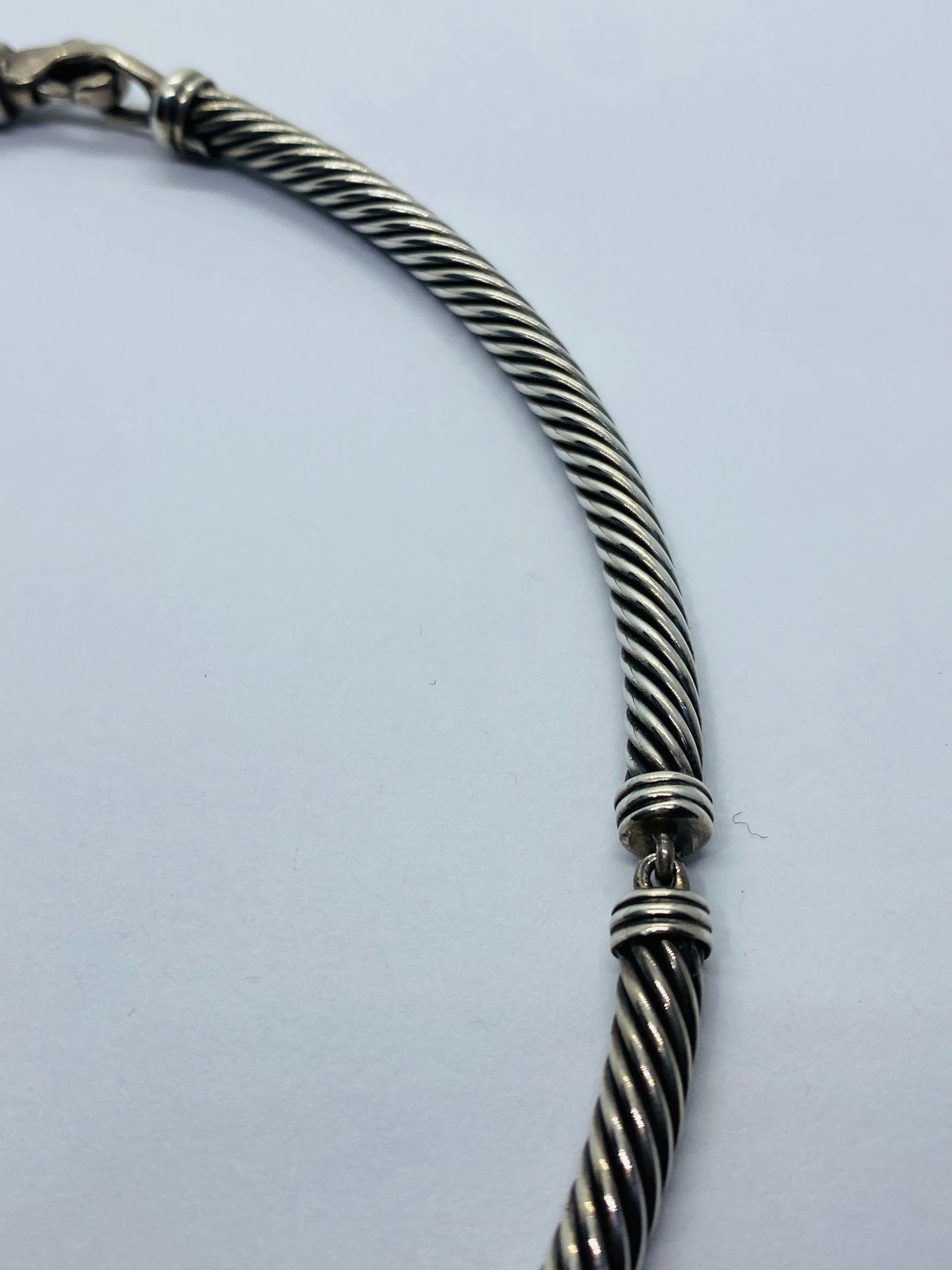 GREAT DAVID YURMAN STERLING, 14K & DIAMOND "METRO BAR" CHOKER NECKLACE, SIGNED