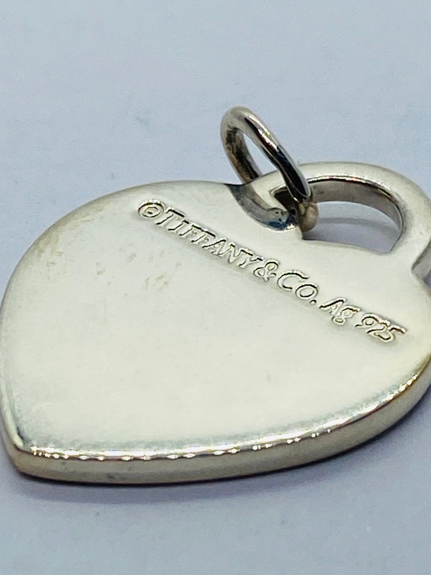 Tiffany Co Sterling Silver Red Enamel Please Return To Heart Pendant Charm 26MM