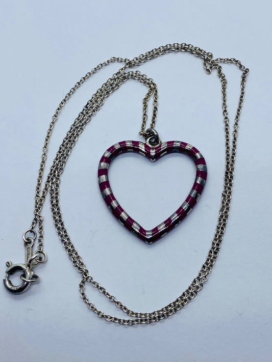 Tiffany & Co. Palina Purple Enamel Heart Silver Necklace