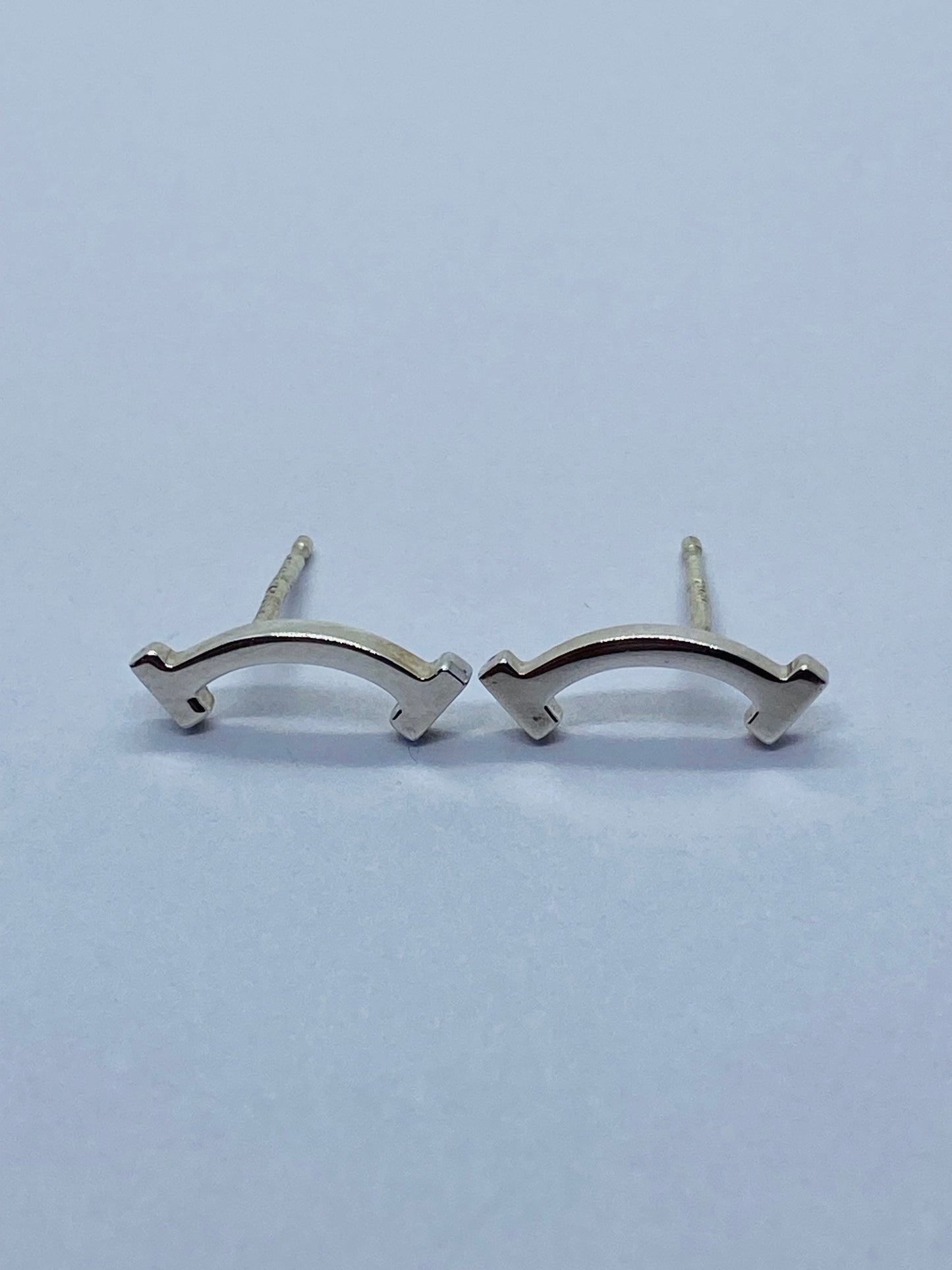Tiffany T Smile Stud Earrings in Sterling Silver AUTHENTIC Pouch And box