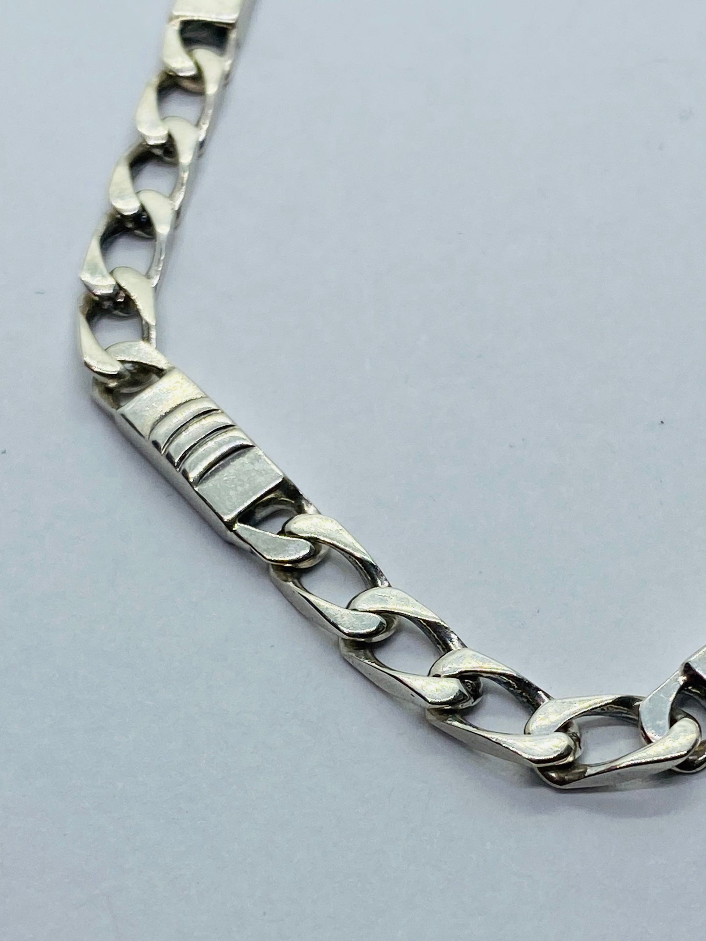 Tiffany & Co. 925 Sterling Silver Italy Bar Flat Link Bracelet 4MM Wide 7.25”