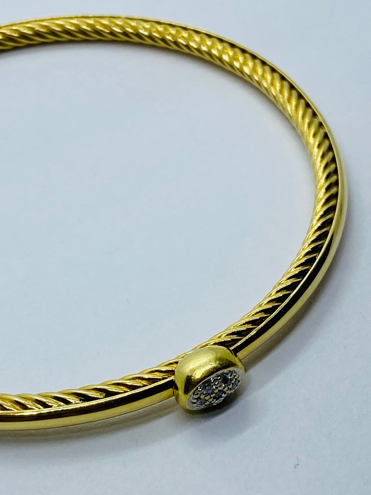 DAVID YURMAN Confetti Bangle Bracelet Diamonds 18K Yellow Gold  7.5” 2.6MM Wide