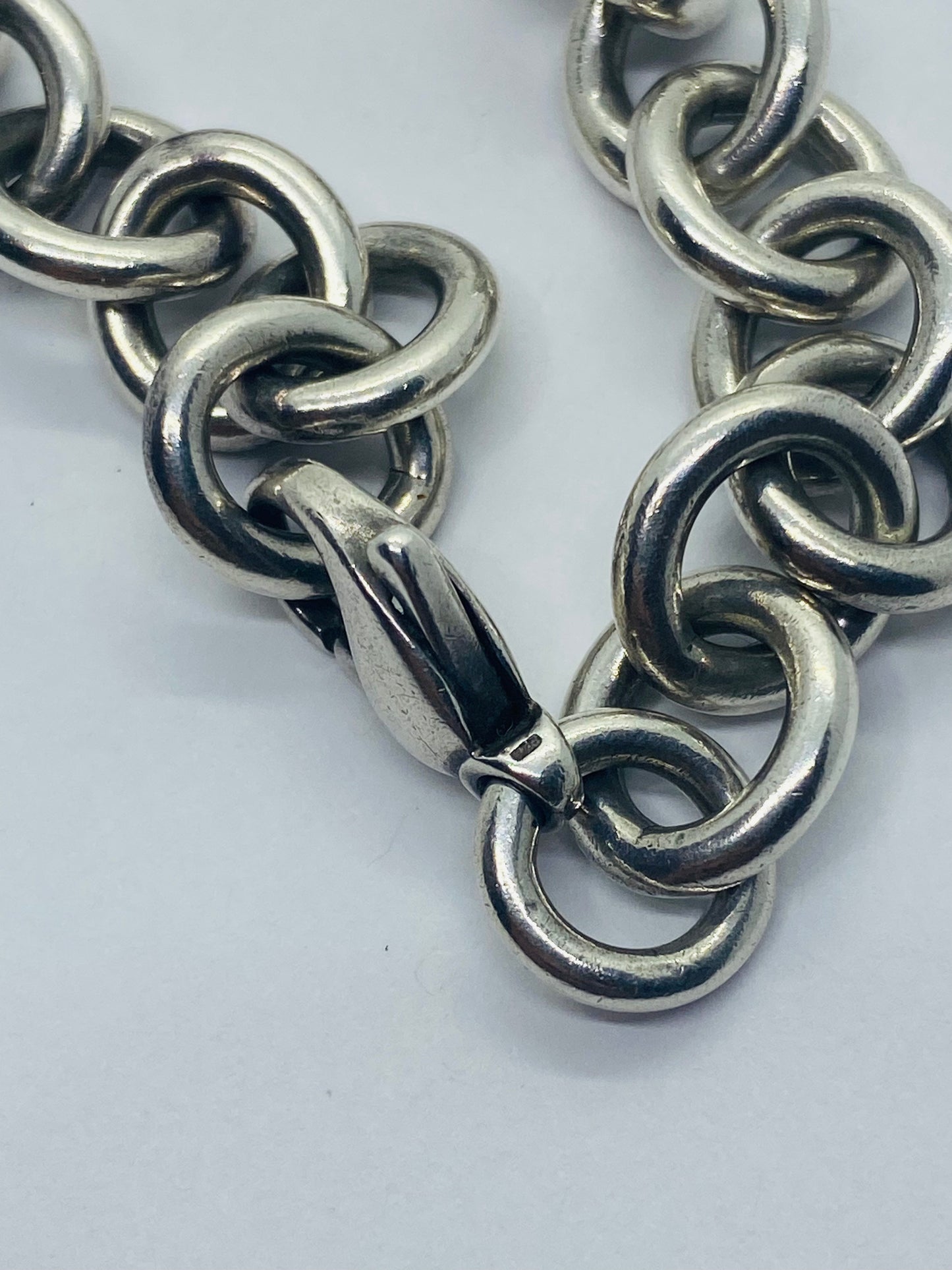 7.25” Tiffany & Co Sterling Silver Unisex Rolo Round Link Chain Bracelet