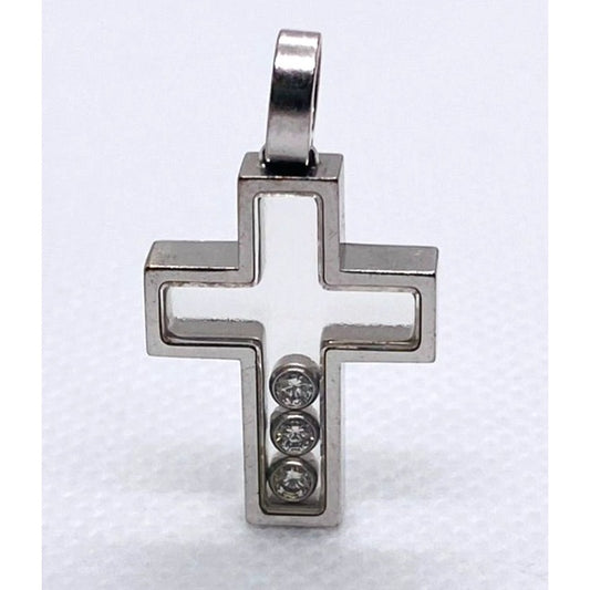 Chopard Happy Diamonds 18K 750 White Gold Cross Pendant Charm