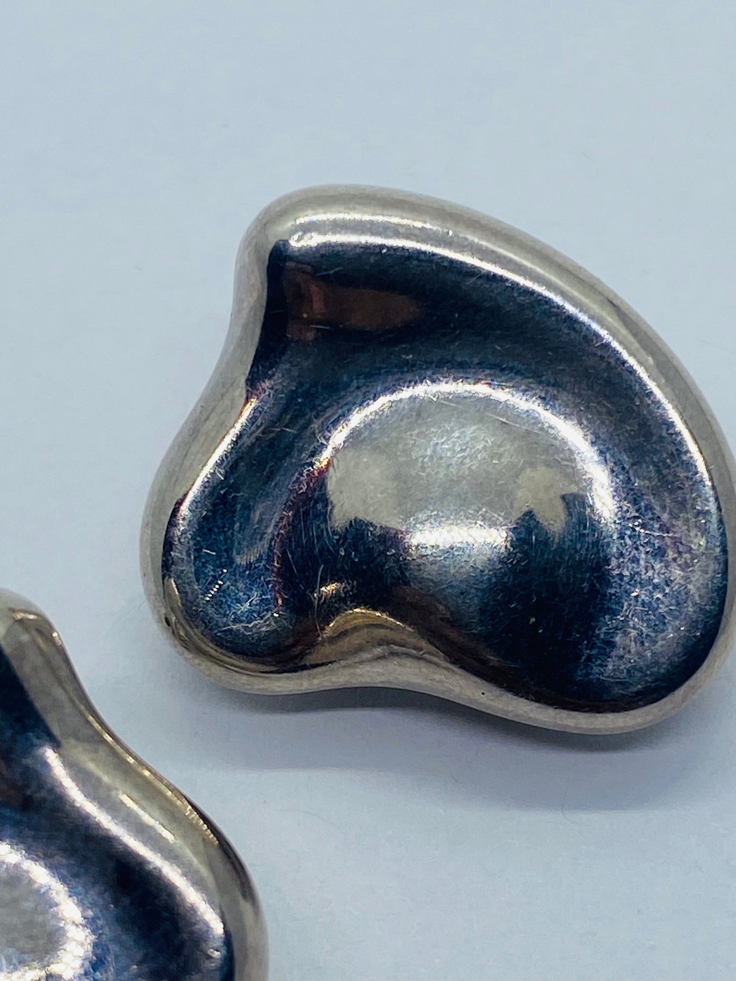 Tiffany & Co Silver Peretti HUGE Puff Puffy Heart Clip On Earrings 1x1"