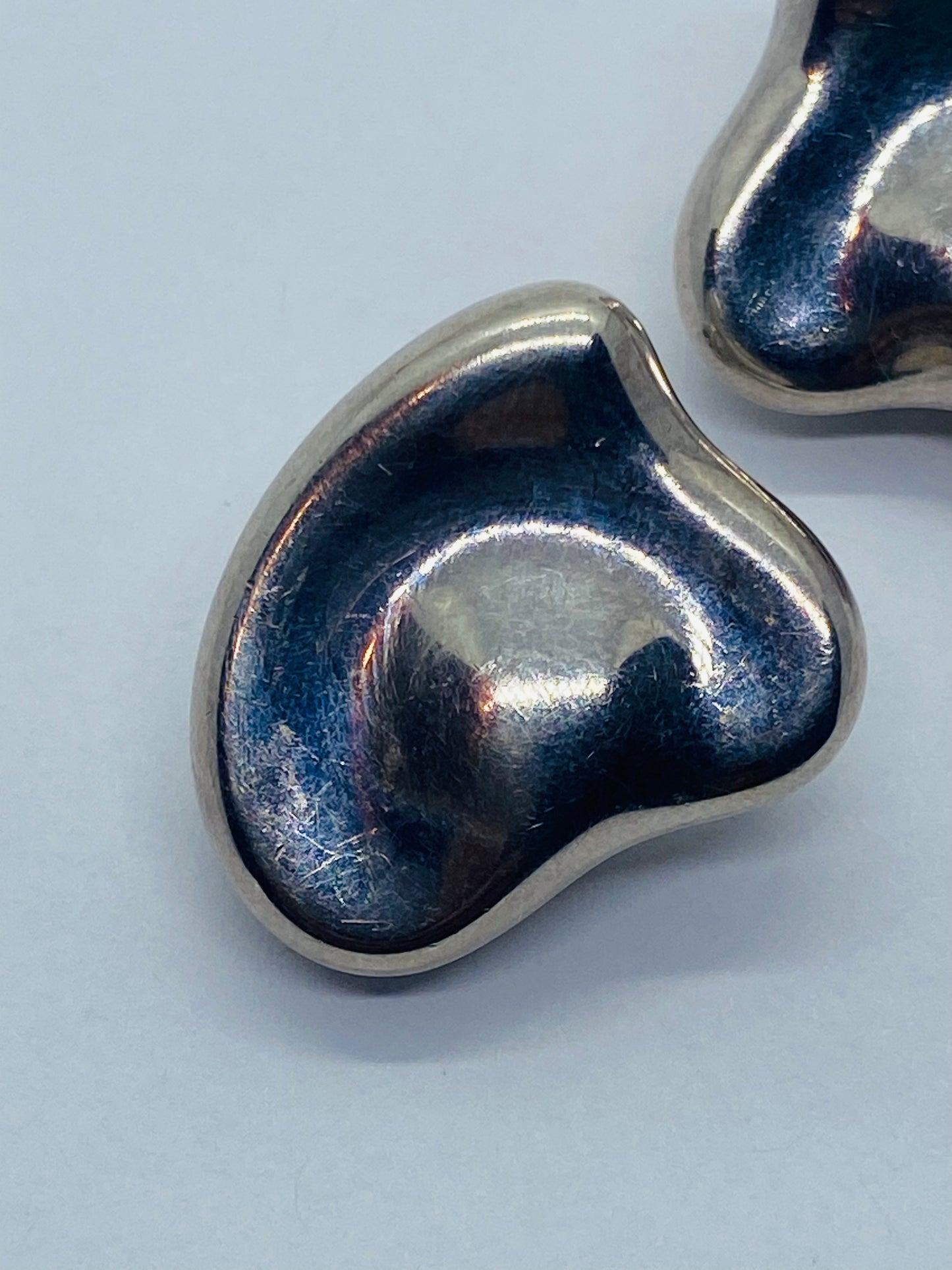 Tiffany & Co Silver Peretti HUGE Puff Puffy Heart Clip On Earrings 1x1"