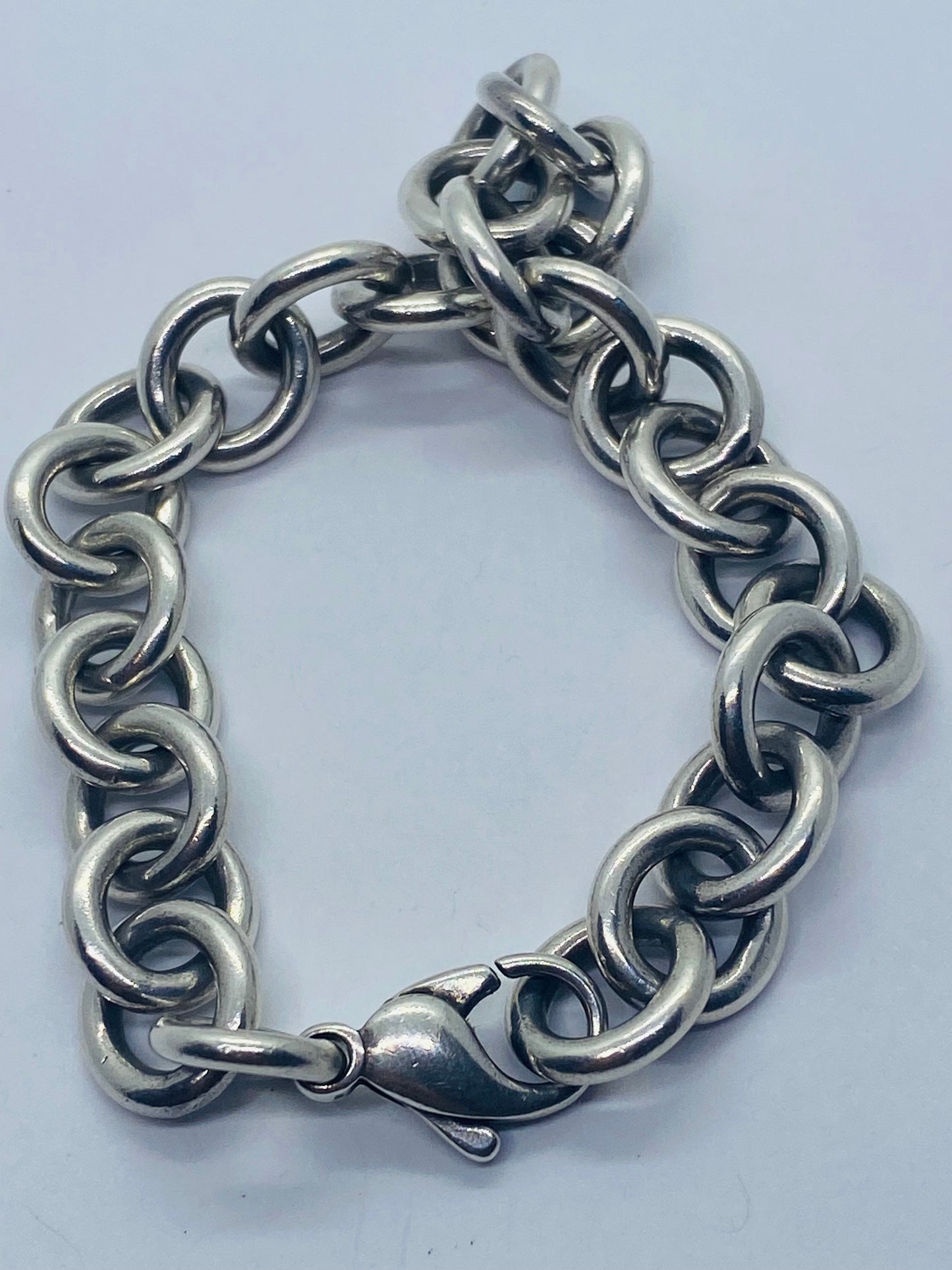 7.25” Tiffany & Co Sterling Silver Unisex Rolo Round Link Chain Bracelet