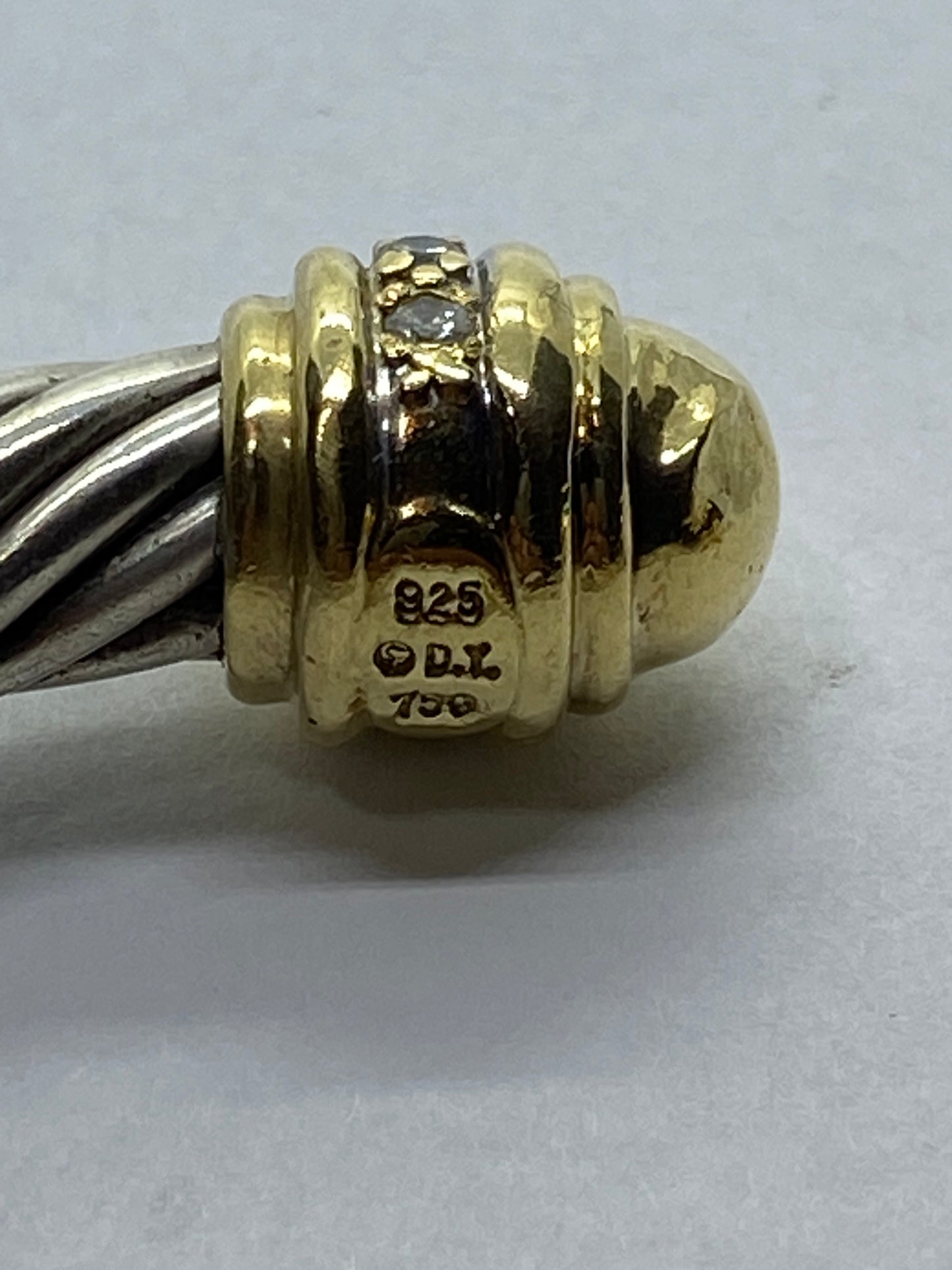 David Yurman 7mm Diamond Dome Cable Bracelet Sterling Silver 925 18K 750 Gold