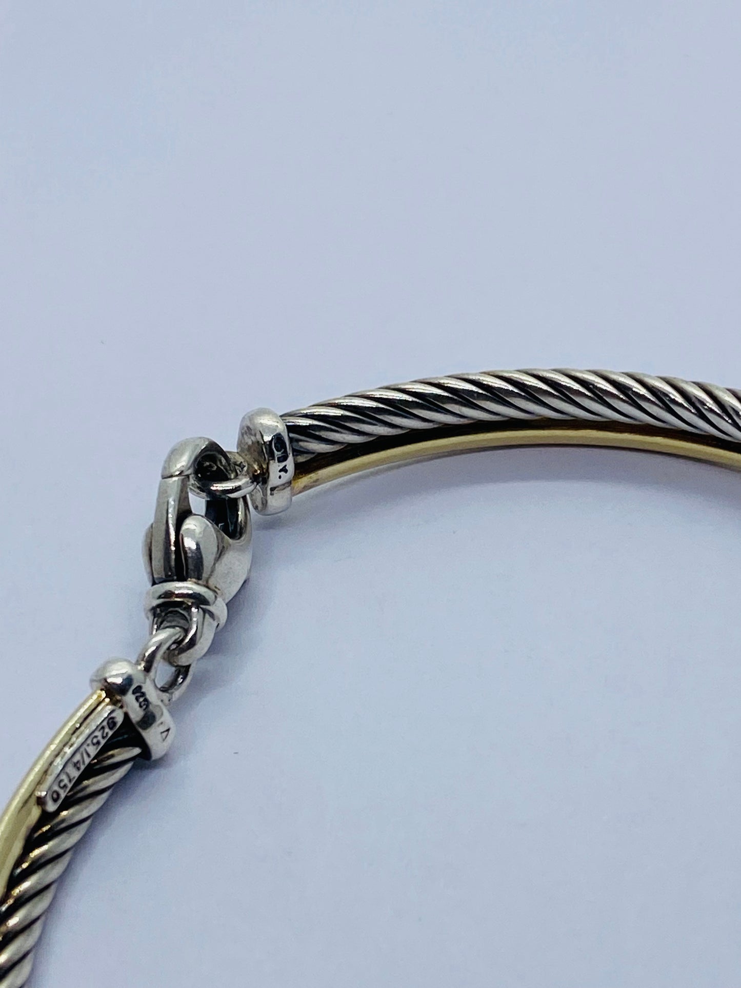 DAVID YURMAN 4mm Linked Crossover Bracelet Silver 925 18k Gold SZ 6.25”