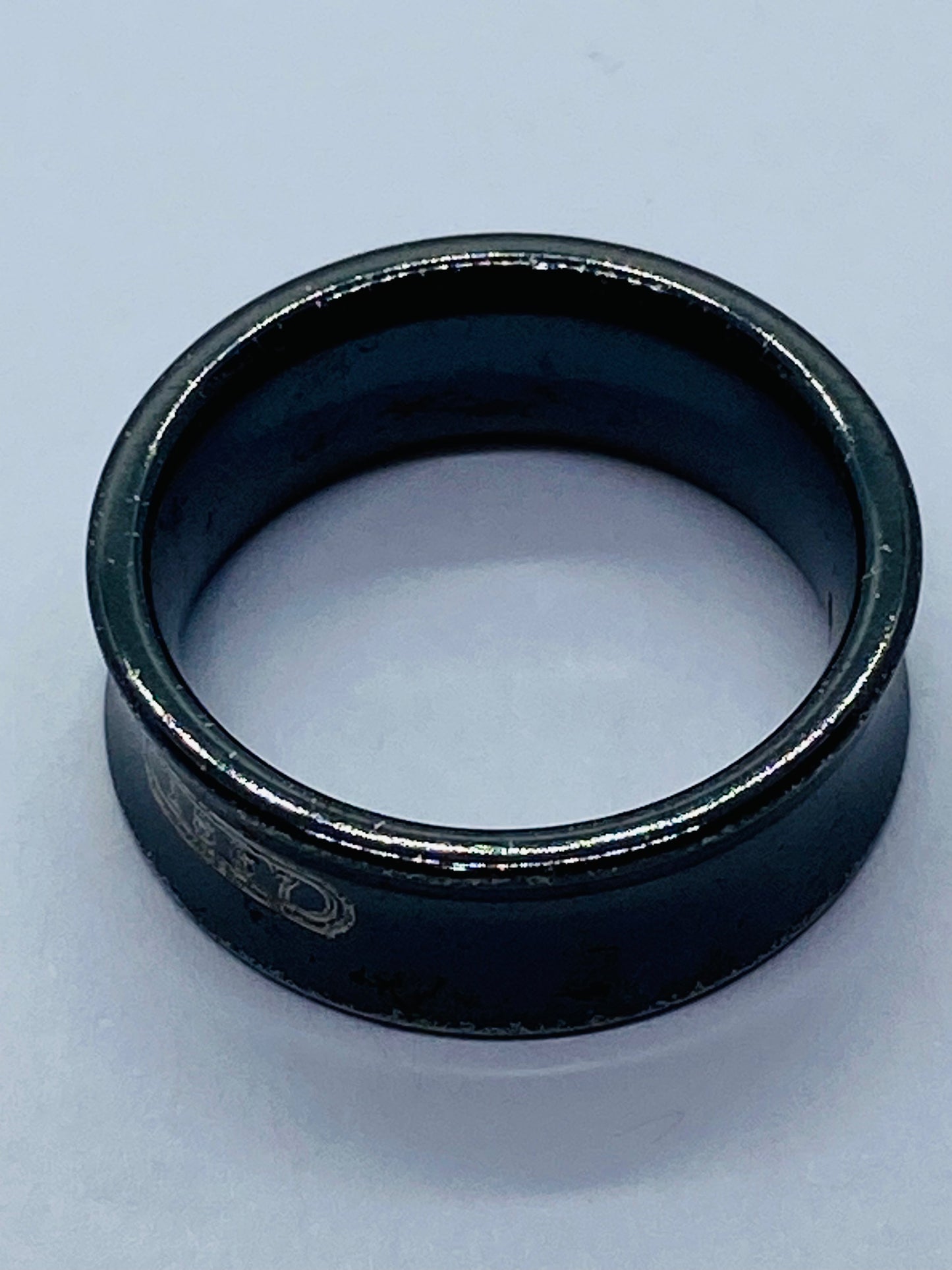 Tiffany & Co. Titanium 1837 Black Concave Ring Size 5.75