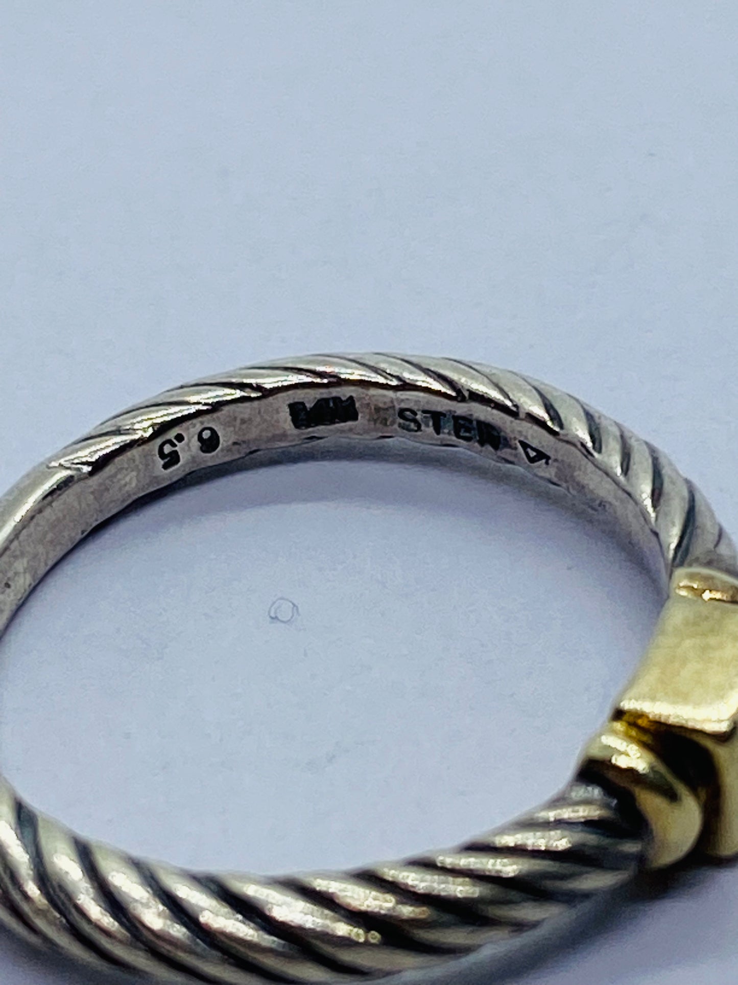 DAVID YURMAN STERLING & 14K GOLD PERIDOT CLASSIC CABLE BAND RING 6.5