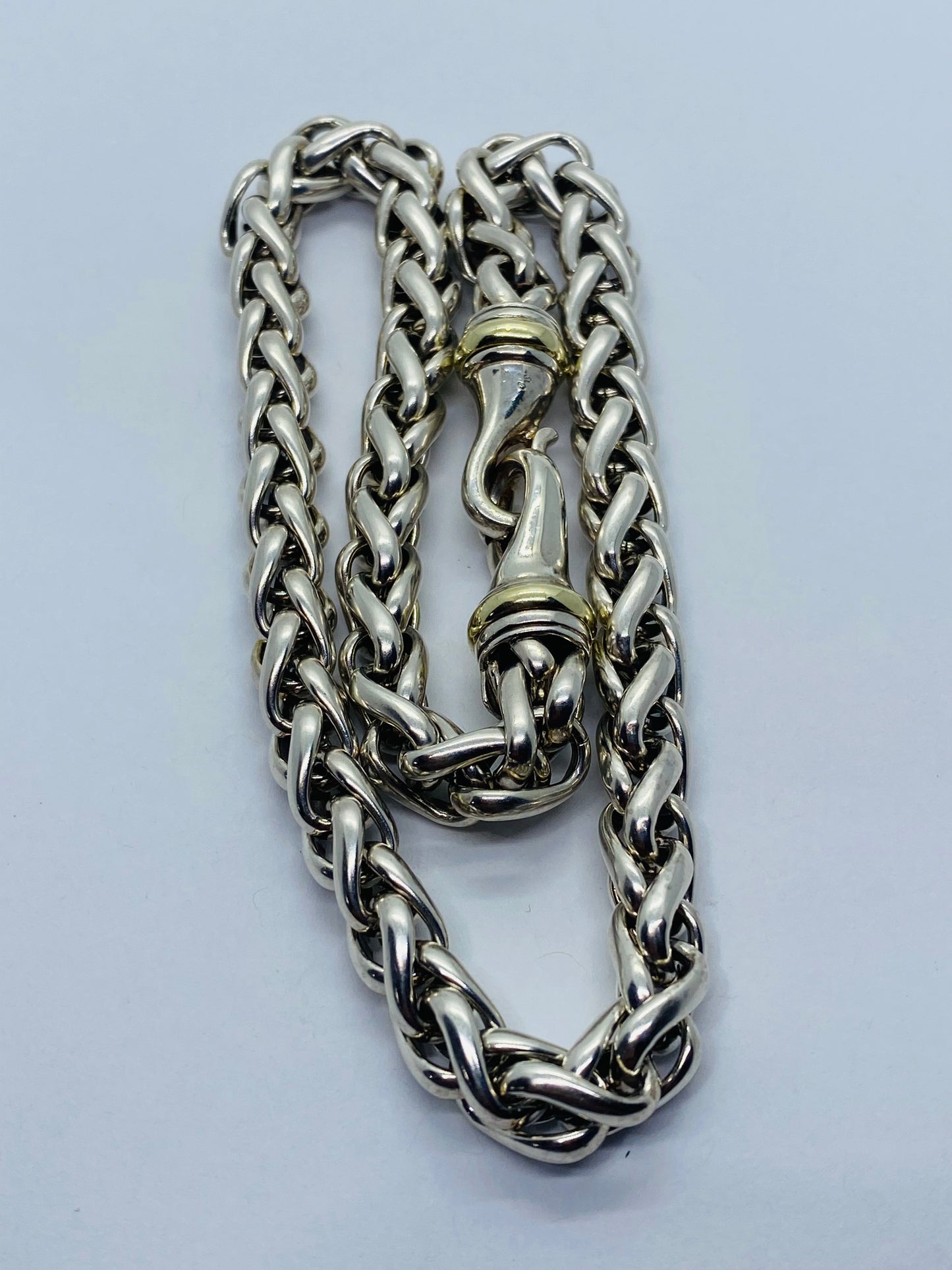 DAVID YURMAN Wheat Link Necklace Sterling Silver + 14k Gold  16” 88.9 Grams