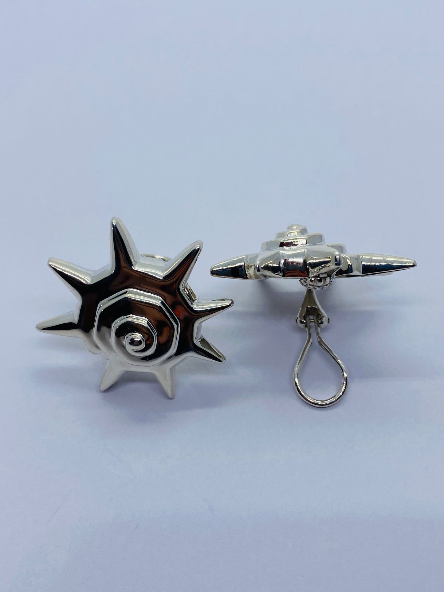 Tiffany & Co RARE Silver Sun Star Seashell Earrings 35MM Wide Clip On