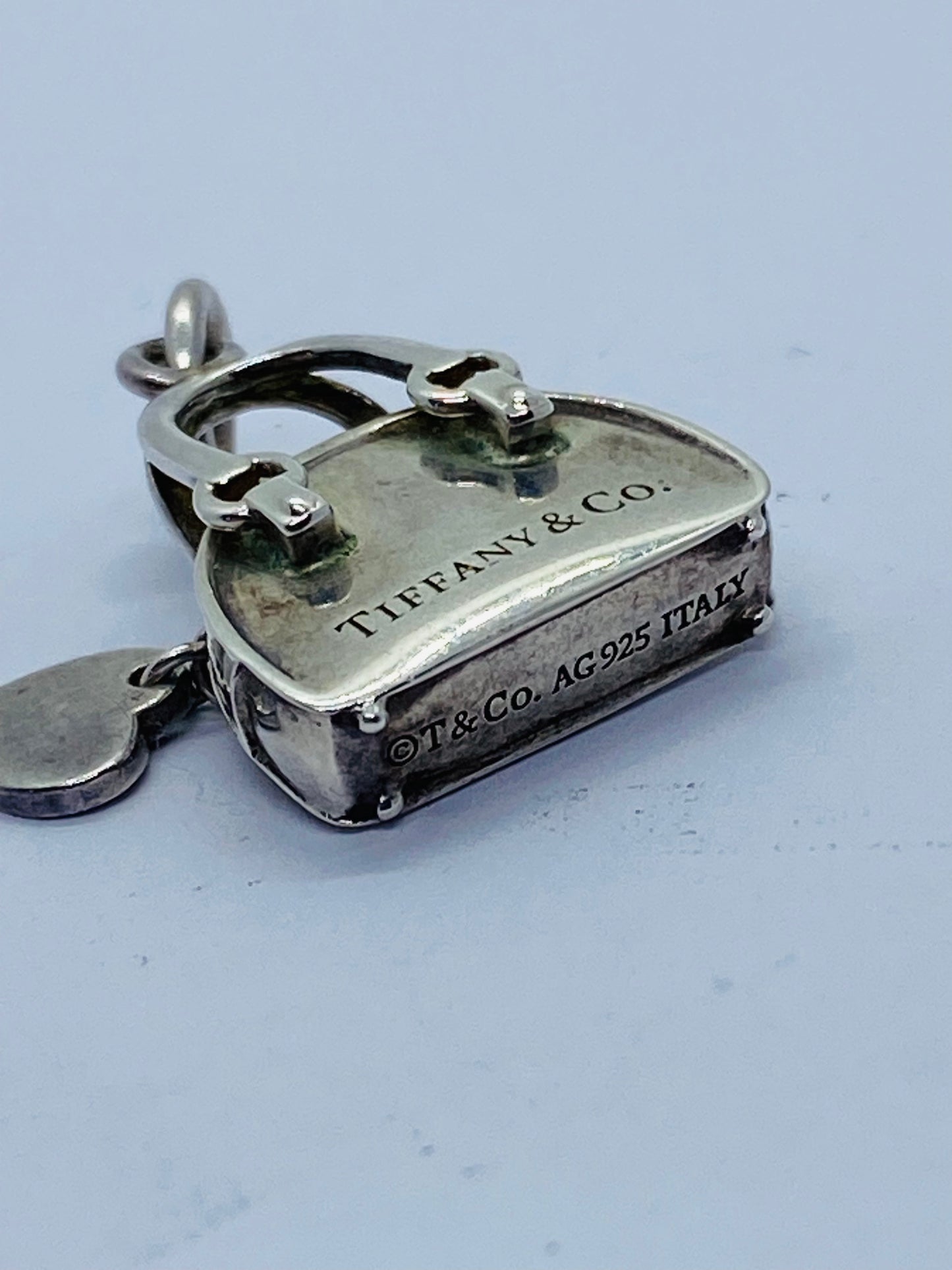 Tiffany & Co. Sterling Silver Handbag and Enamel Heart Italy Charm Pendant