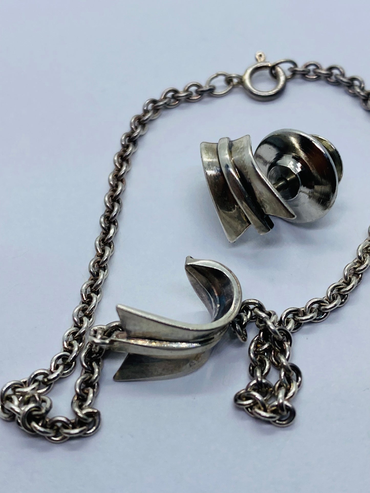 Tiffany & Co. Angela Cummings Sterling Curved Arrow Pin And Bracelet Set