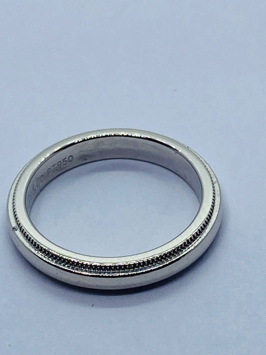 TIFFANY & CO PLATINUM 950 Double MILGRAIN WEDDING BAND 3MM SIZE 4