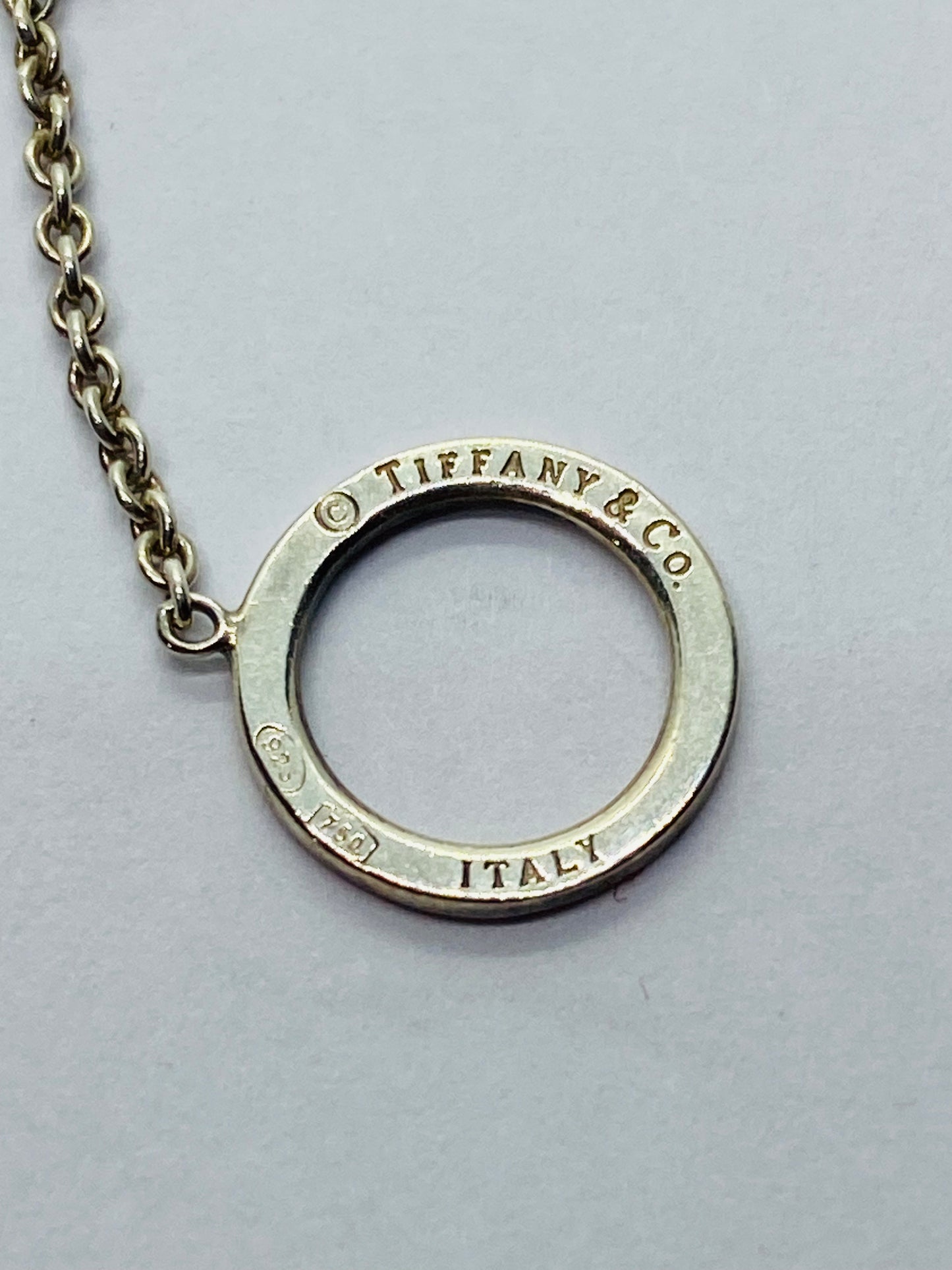 Tiffany Co Lariat 18K 925 Circle Necklace 15.75"