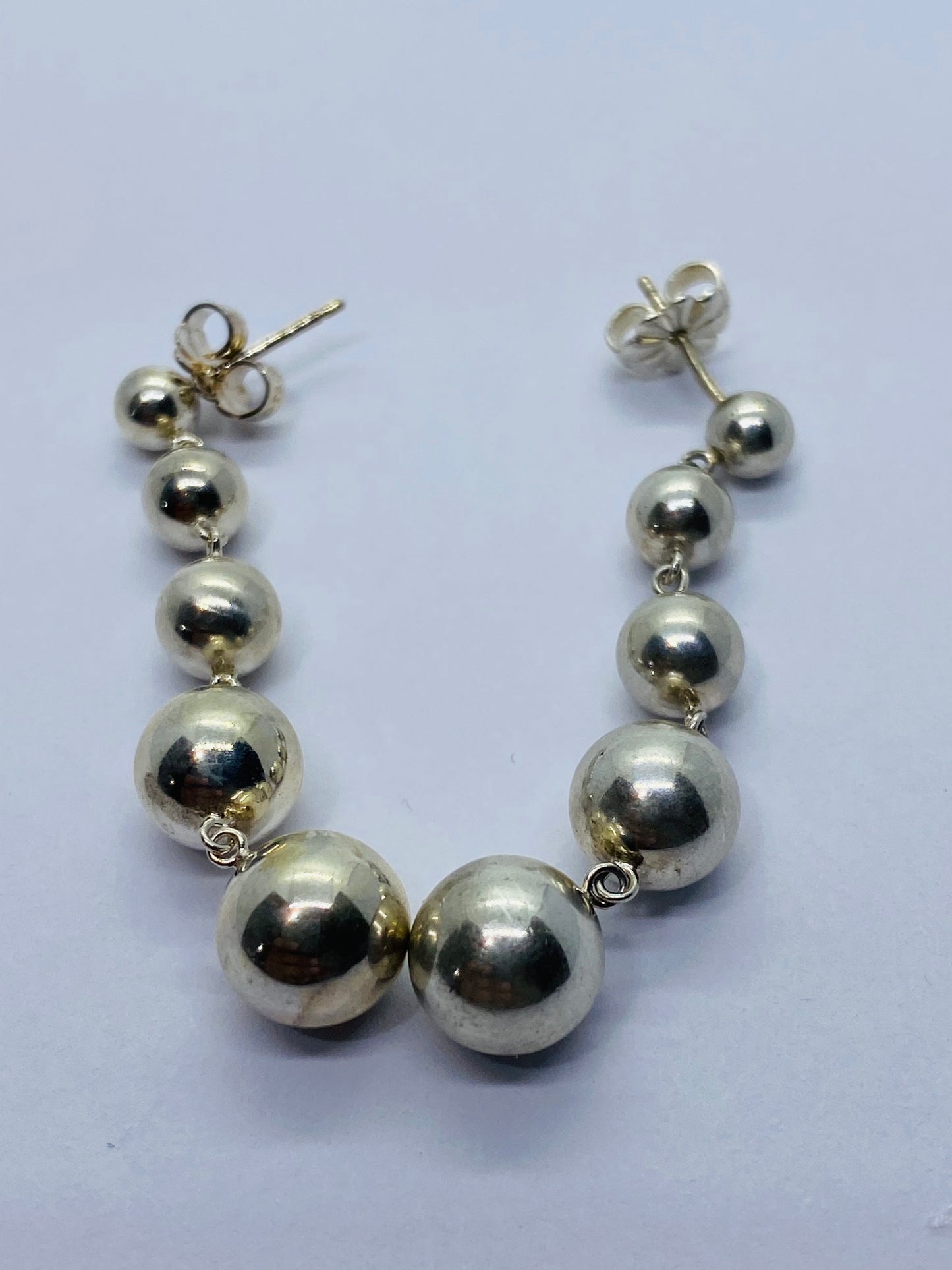 Tiffany & Co. Sterling Silver Multi Graduated Bead Ball Drop Dangle Earrings