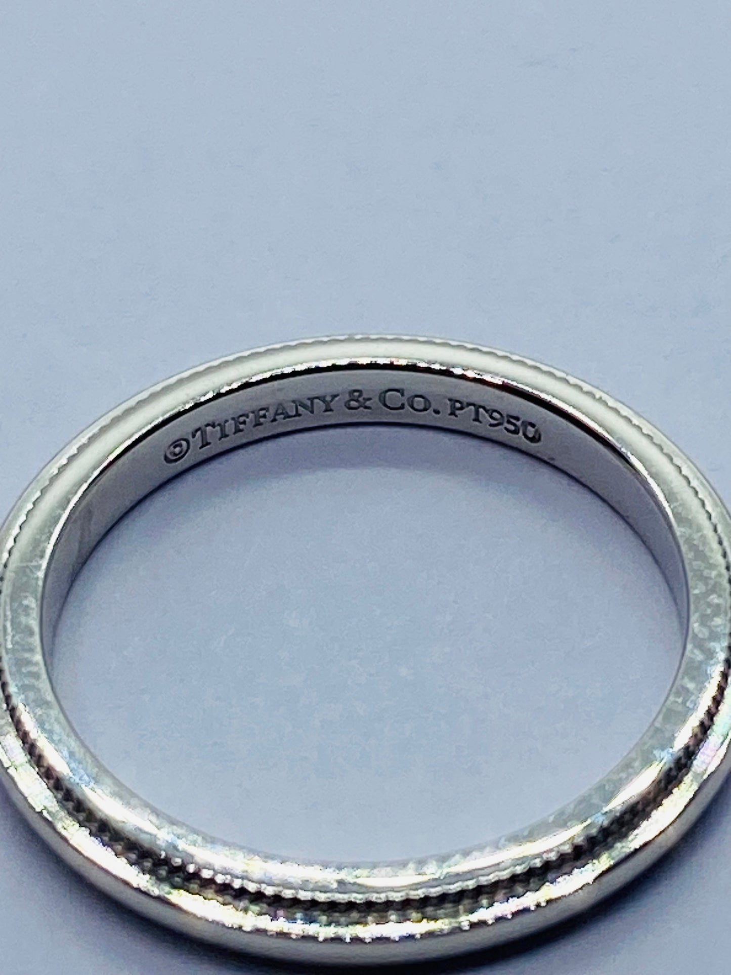 Authentic TIFFANY & CO PLATINUM 950 MILGRAIN WEDDING BAND 2MM SIZE 3.75