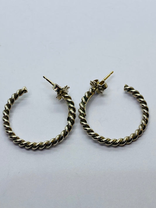 Tiffany & Co. Twist Hoop Earrings, Sterling Silver, Retired
