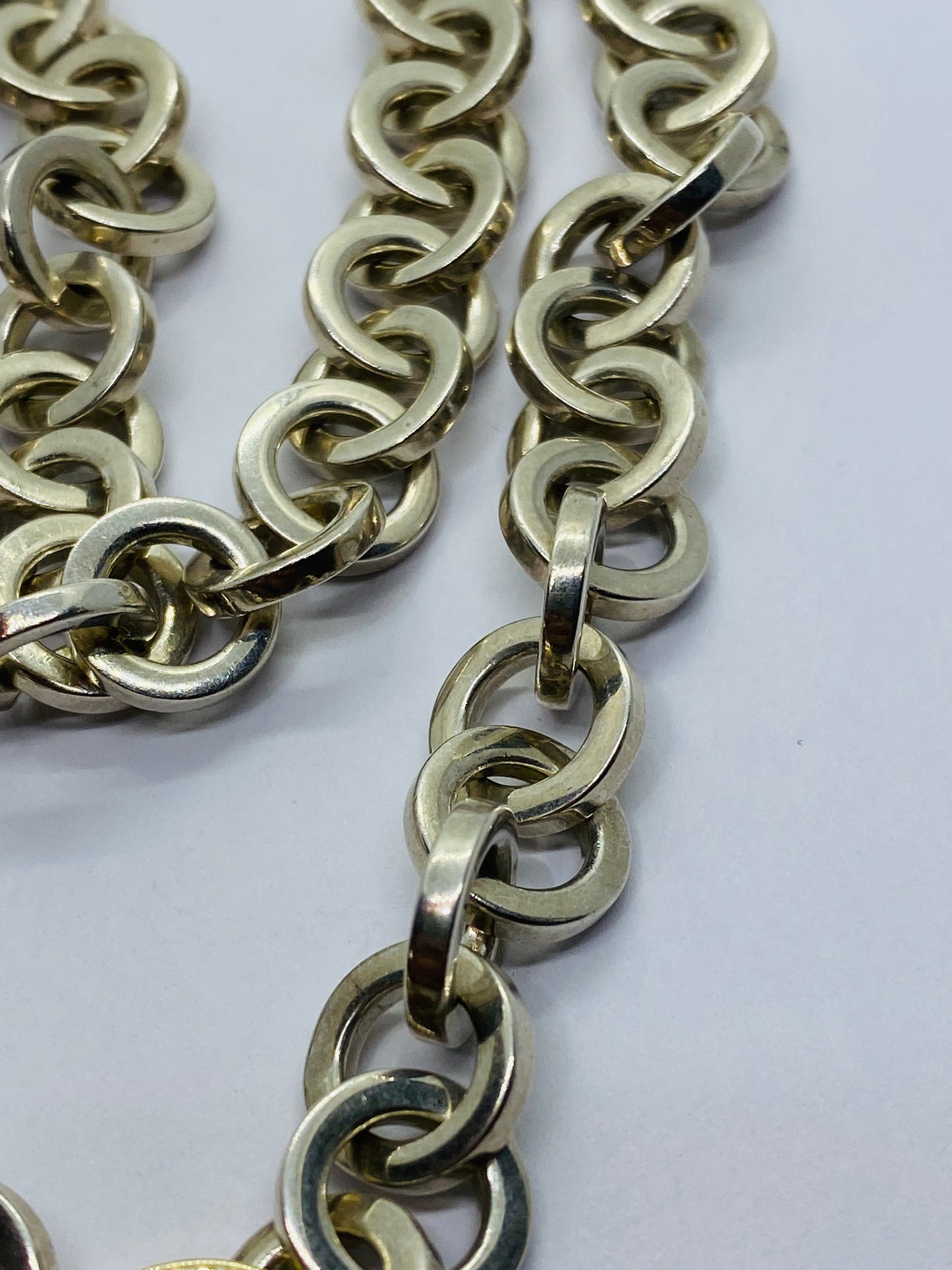 Tiffany & Co. Necklace Circle Link Sterling Silver & 18K Yellow Gold 16" Long