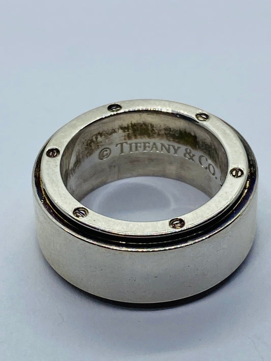 Tiffany & Co Silver Wide Metropolis Ring Size 5