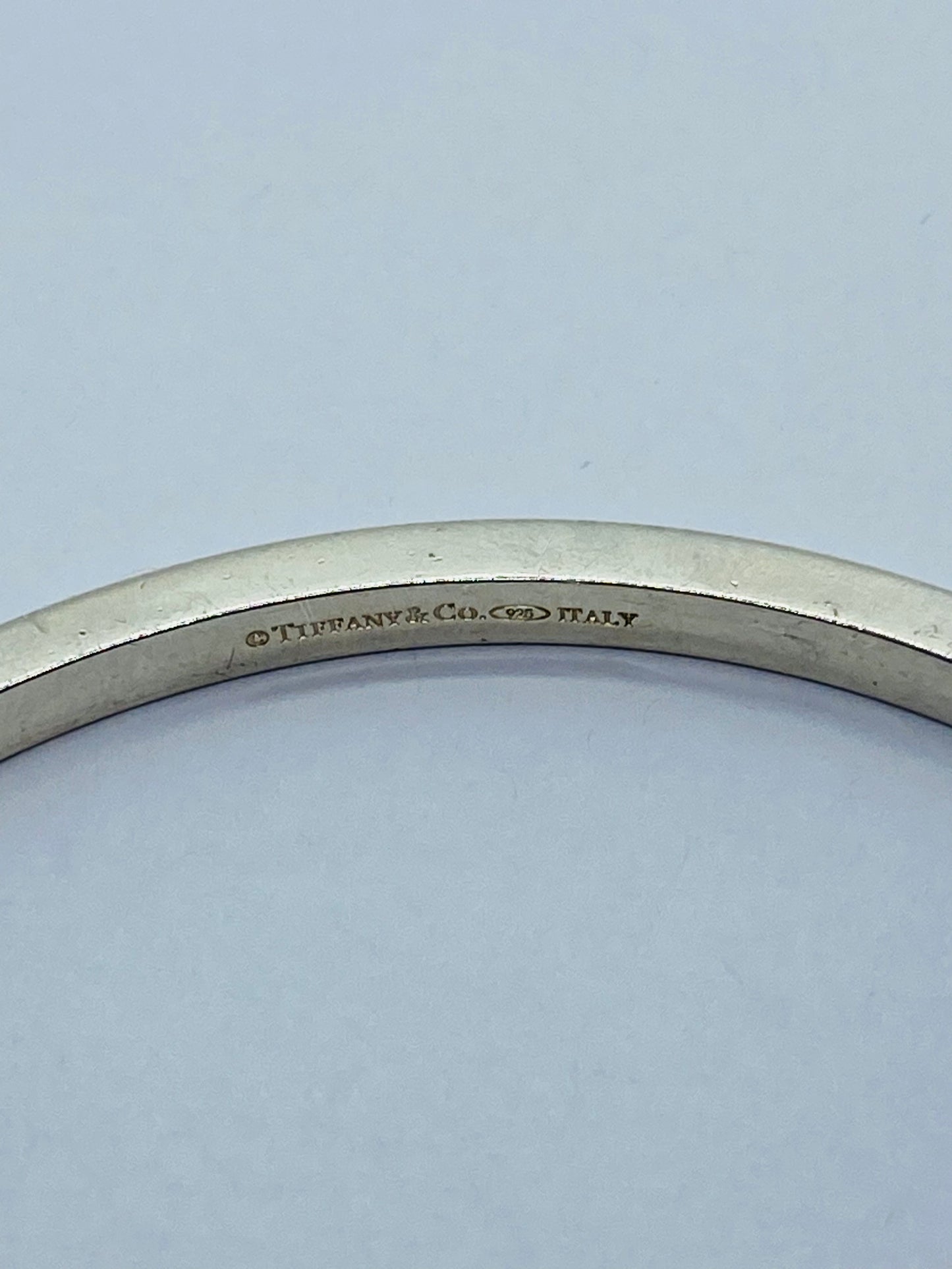 Tiffany & Co Italy Narrow Icon Bangle Bracelet Sterling Silver 925  Rare 7.75”