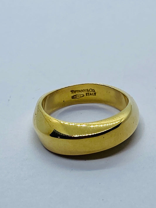 Tiffany & Co Italy 18K Yellow Gold 6MM Twisted Wave Wedding Band Ring Size 5.75