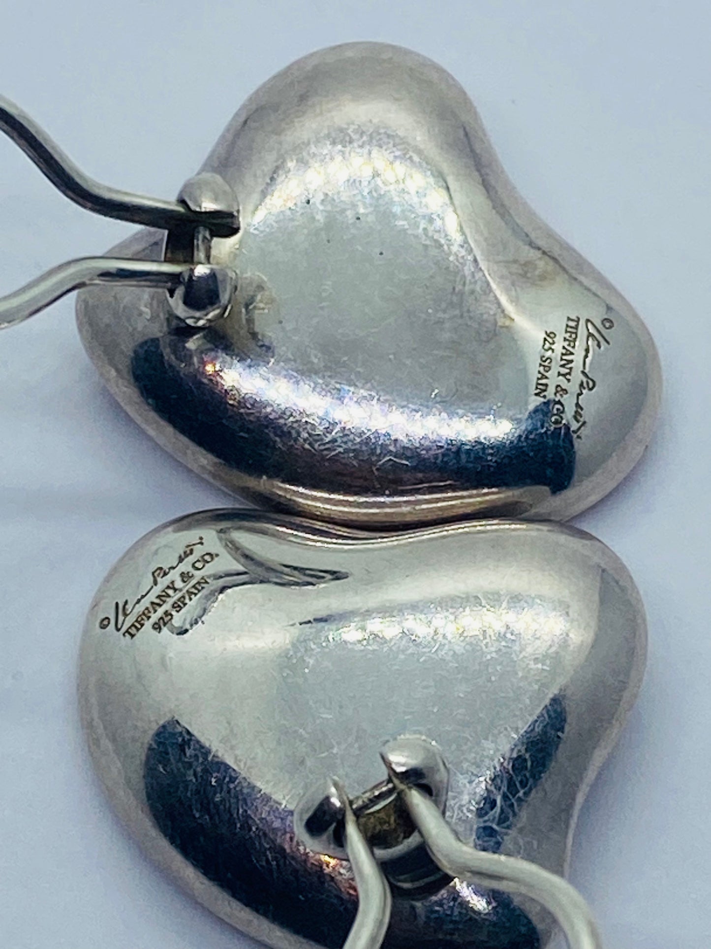Tiffany & Co Silver Peretti HUGE Puff Puffy Heart Clip On Earrings 1x1"