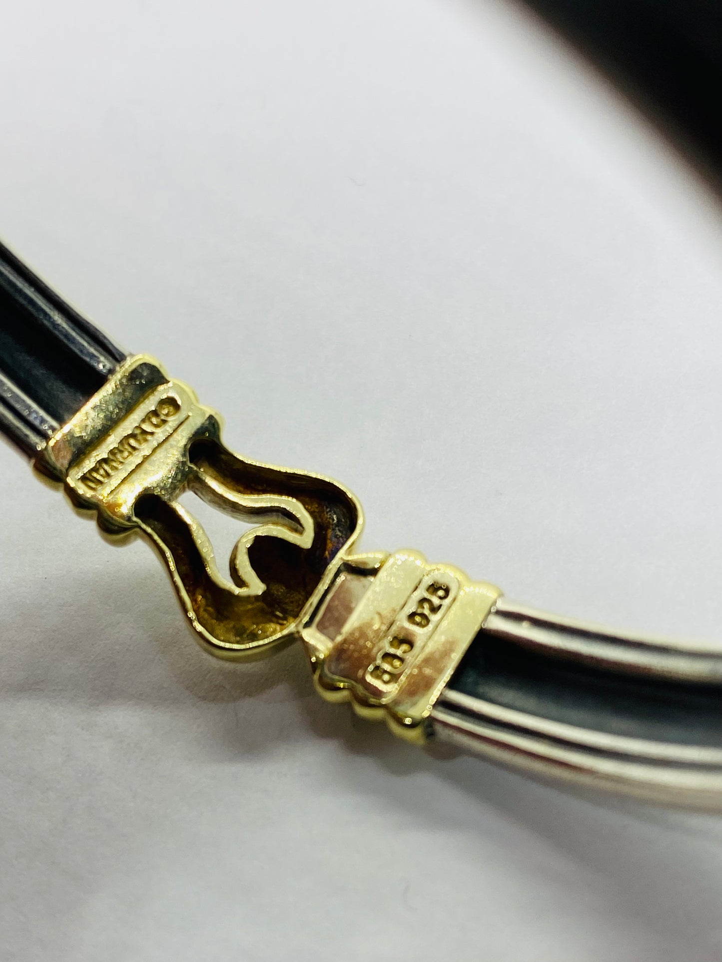 DAVID YURMAN STERLING SILVER 14K YELLOW GOLD CABLE SMOOTH BUCKLE BRACELET 7.5MM