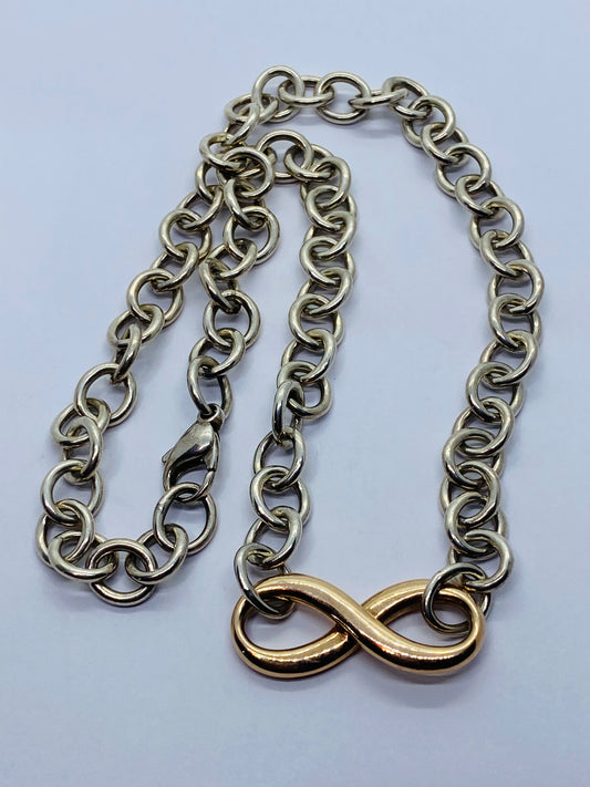 Tiffany & Co Infinity Necklace Rubedo Chunky 17.5”  41.2 Grams 10mm Links Pouch