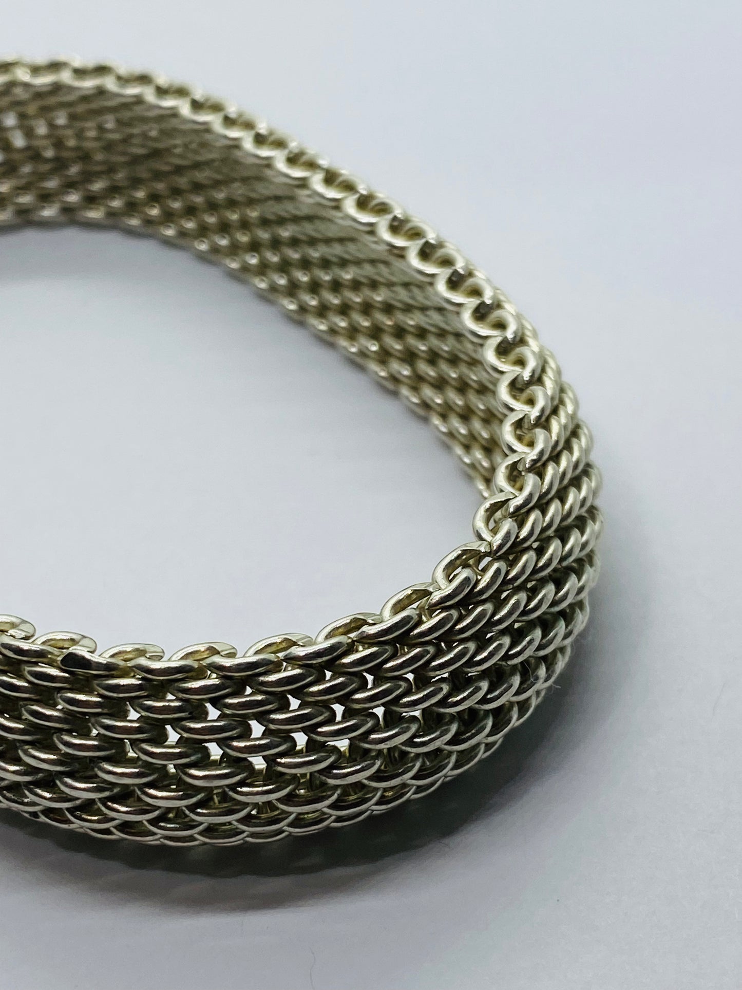 Tiffany & Co. 7.75” Somerset Mesh 15MM Wide Bracelet in Sterling Silver
