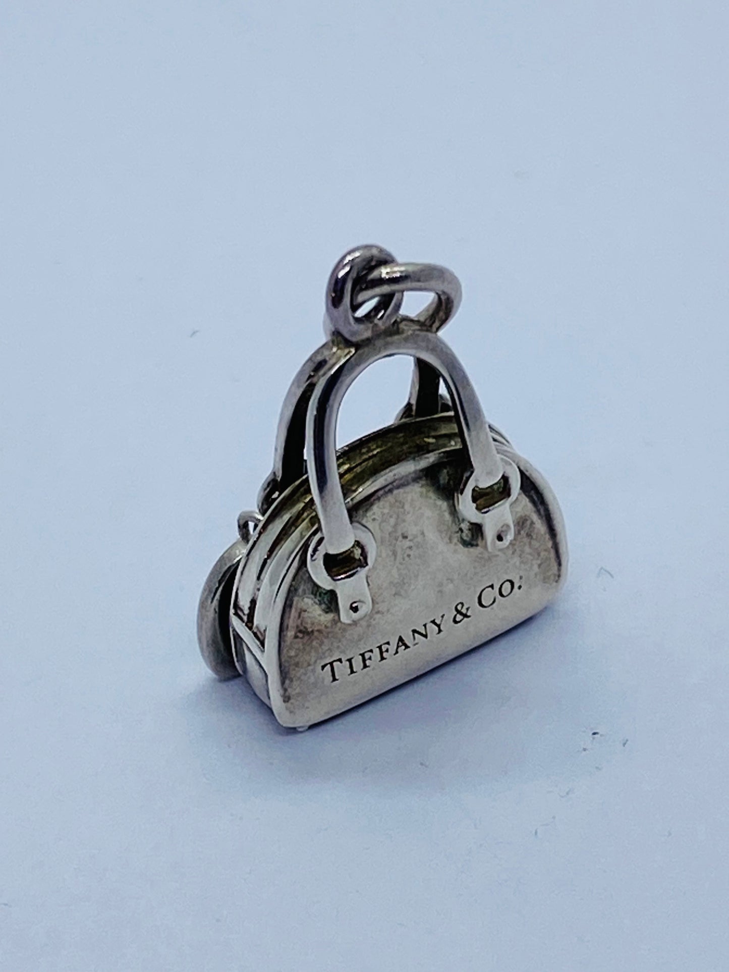 Tiffany & Co. Sterling Silver Handbag and Enamel Heart Italy Charm Pendant
