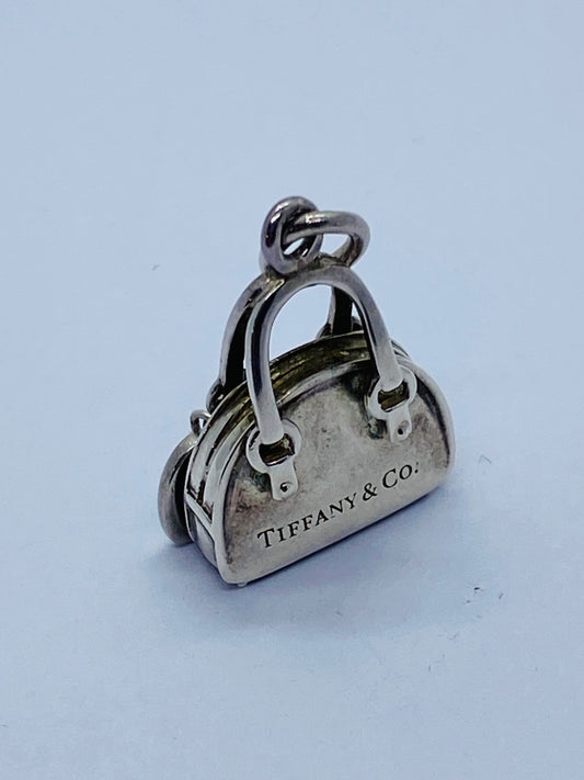 Tiffany & Co. Sterling Silver Handbag and Enamel Heart Italy Charm Pendant