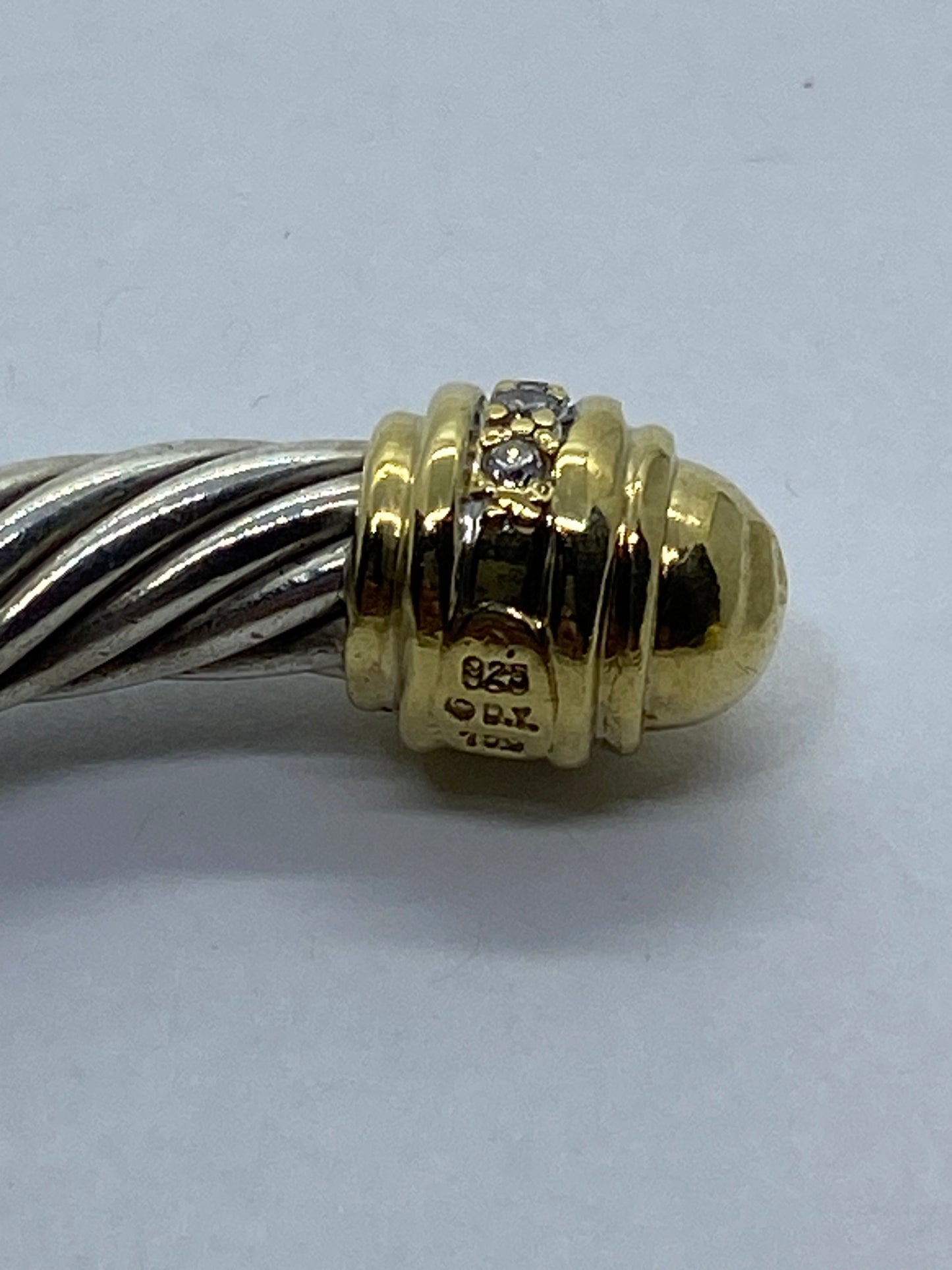 David Yurman 7mm Diamond Dome Cable Bracelet Sterling Silver 925 18K 750 Gold